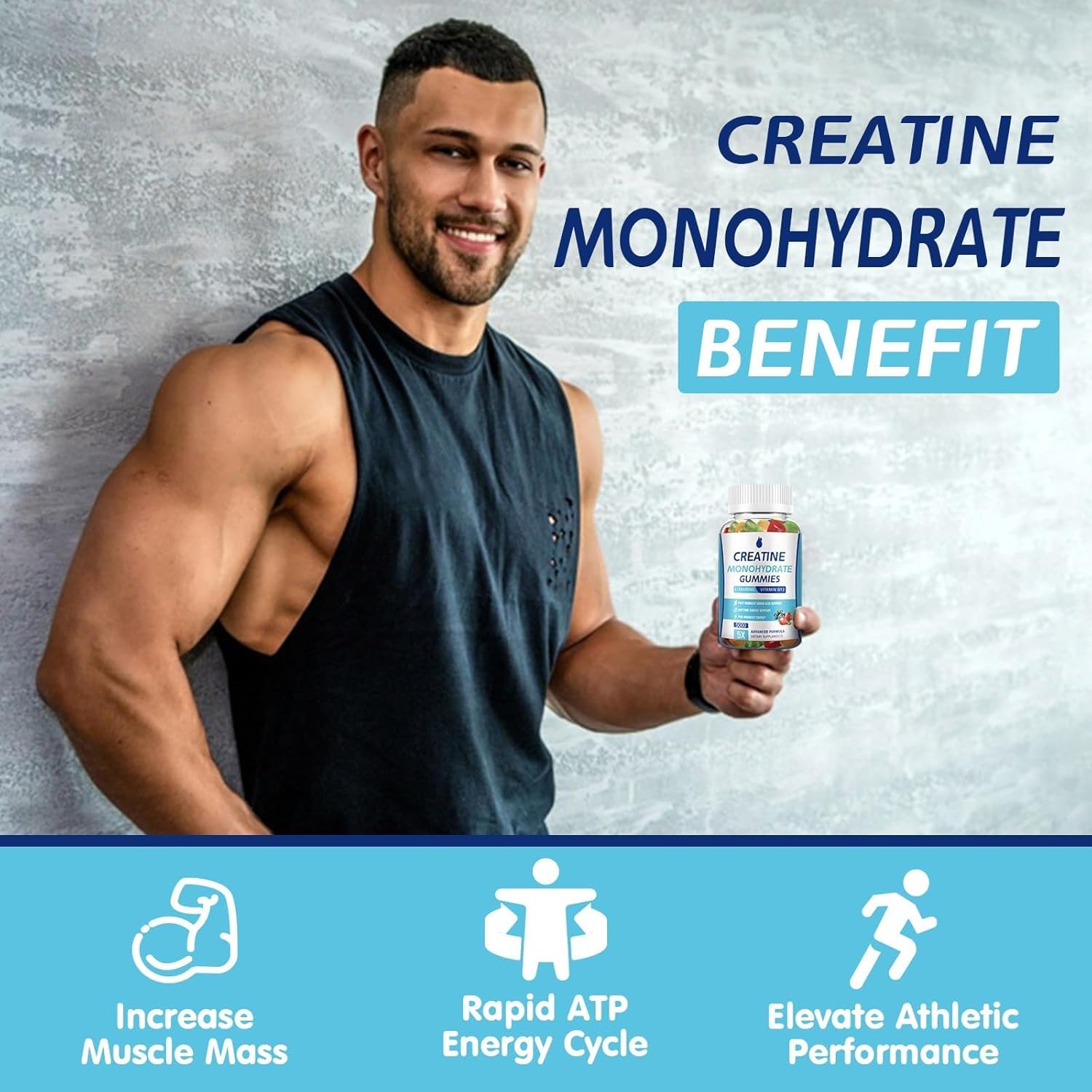 MaxHemp Creatine Monohydrate Gummies - 5g per Serving, Sugar Free & Vegan