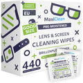 MAXI CLEAN 440 Pack Lens Wipes – Pre-Moistened Eyeglasses & Screens Cleaner