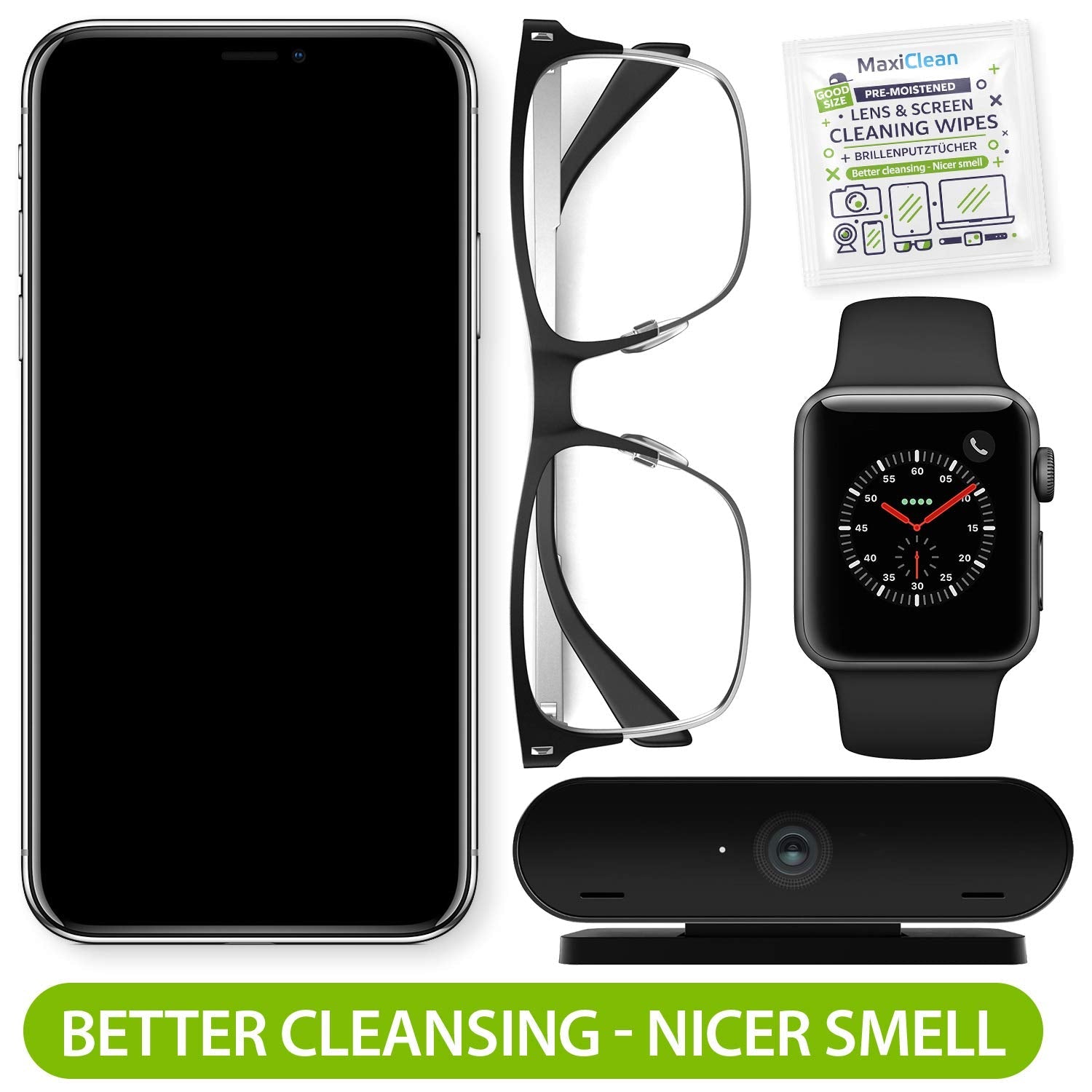 MAXI CLEAN 440 Pack Lens Wipes – Pre-Moistened Eyeglasses & Screens Cleaner