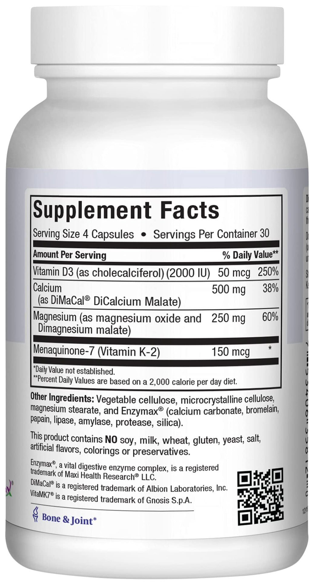 Maxi Health Calcium Magnesium Vitamin D3 K2 - Bone & Joint Support (120 Caps)