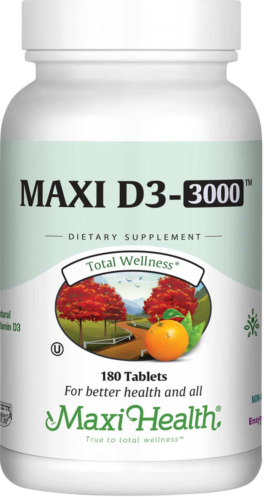 Maxi Health Vitamin D3 3000 IU (75 mcg) – 180 Tablets | Kosher, Non-GMO