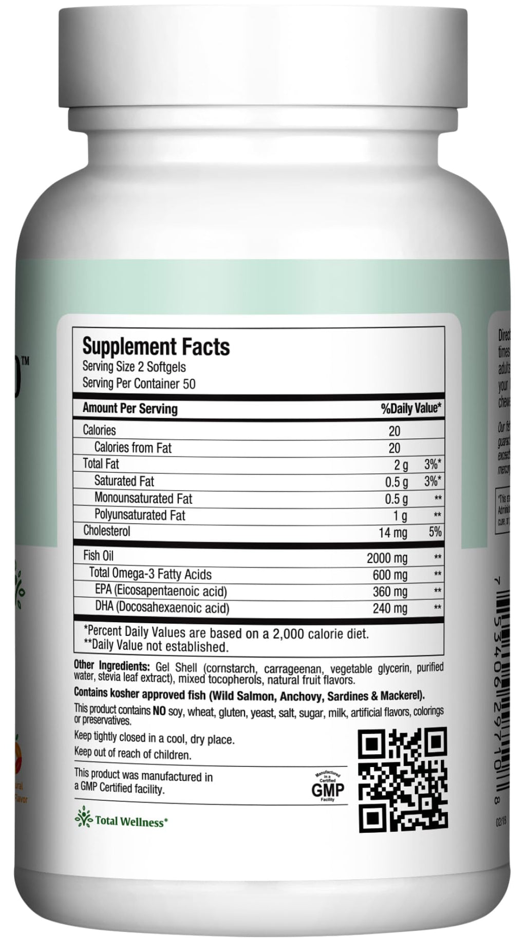 Maxi Health Fish Oil 2000mg – Omega-3 EPA/DHA Supplement for Adults & Kids | Fruity Burst | Kosher | 100 Softgels