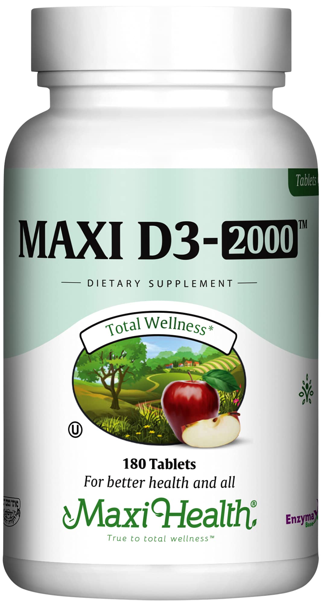 Maxi Health Vitamin D3 2000IU Kosher | 180 Tablets | Immune & Bone Support