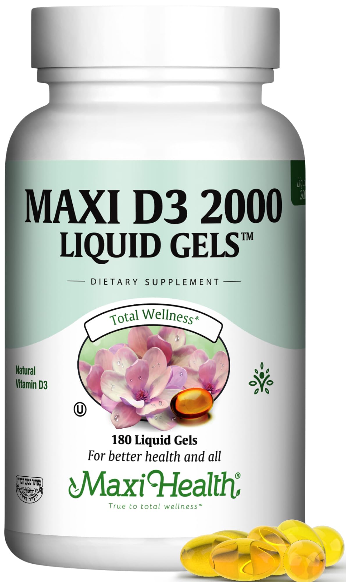 Maxi Health Kosher Vitamin D3 2000IU - 180 Liquid Gel | Immune Support & Bone Health