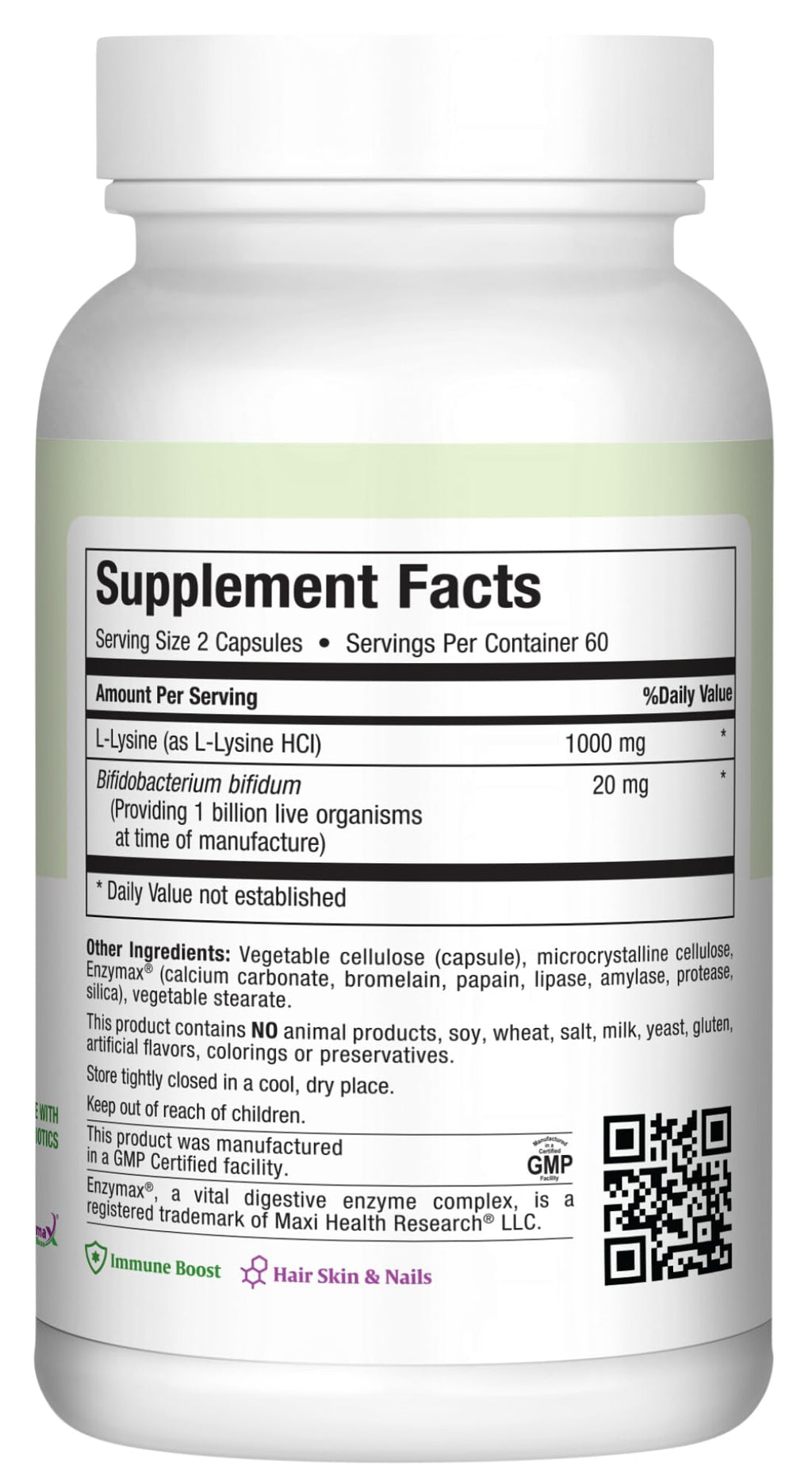 Maxi Health Lysine Complex with Probiotics - L-Lysine 1000mg | 60 Capsules