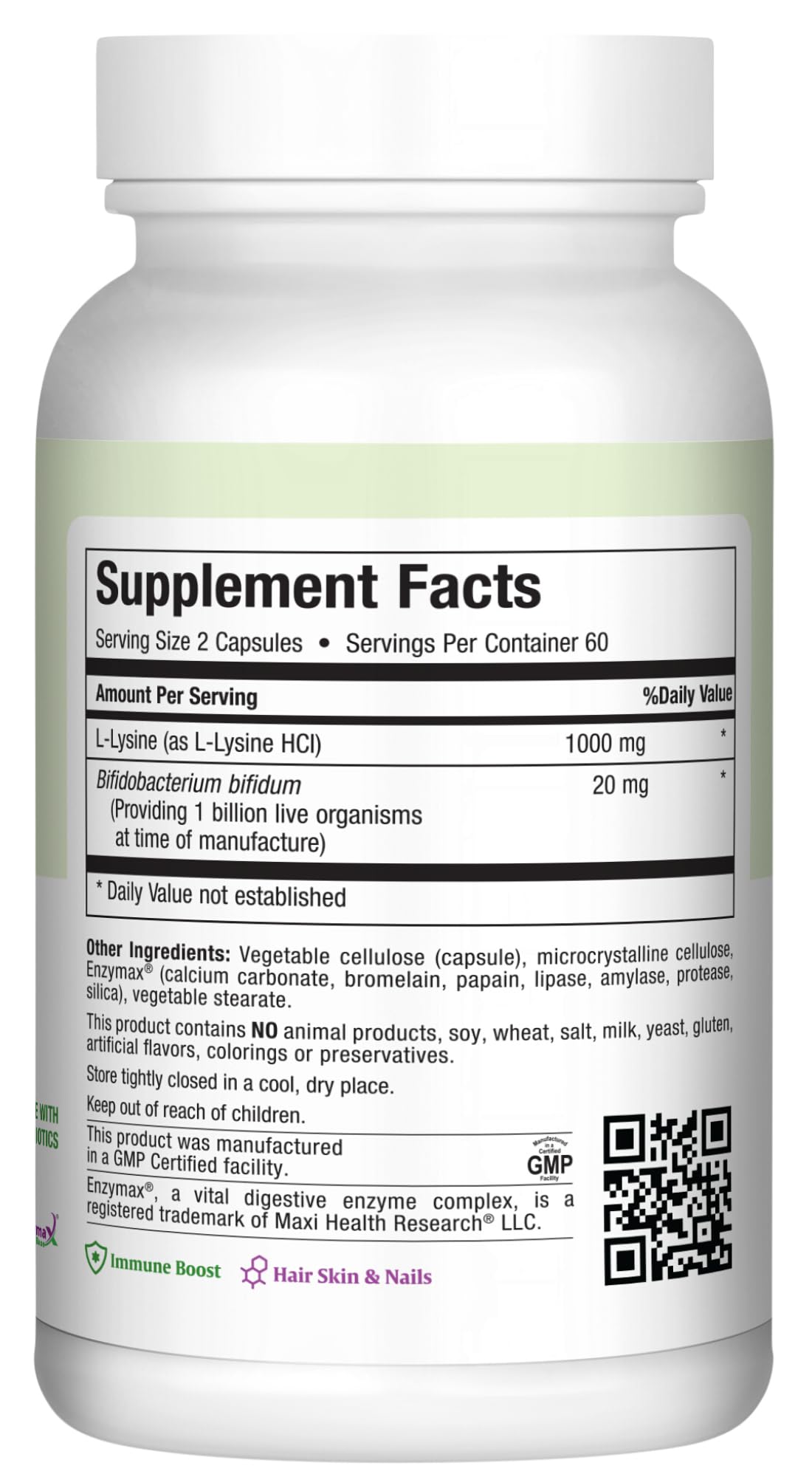 Maxi Health Lysine Complex with Probiotics - L-Lysine 1000mg | 60 Capsules