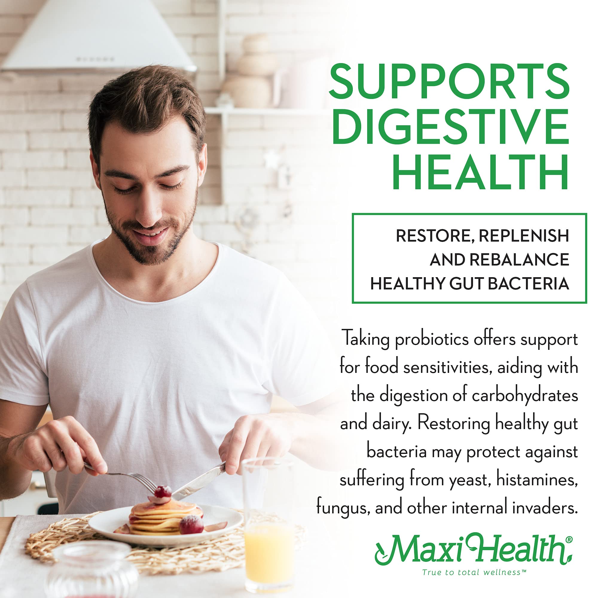 Maxi Health Probiotic Plus Ultimate Prebiotic - 50B Live Probiotics, 15 Strains, Ultra Protection | 60 Count