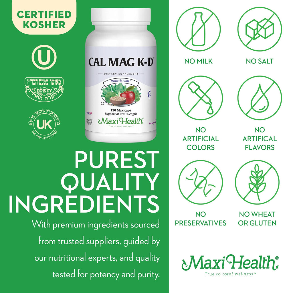 Maxi Health Calcium Magnesium Vitamin D3 K2 - Bone & Joint Support (120 Caps)