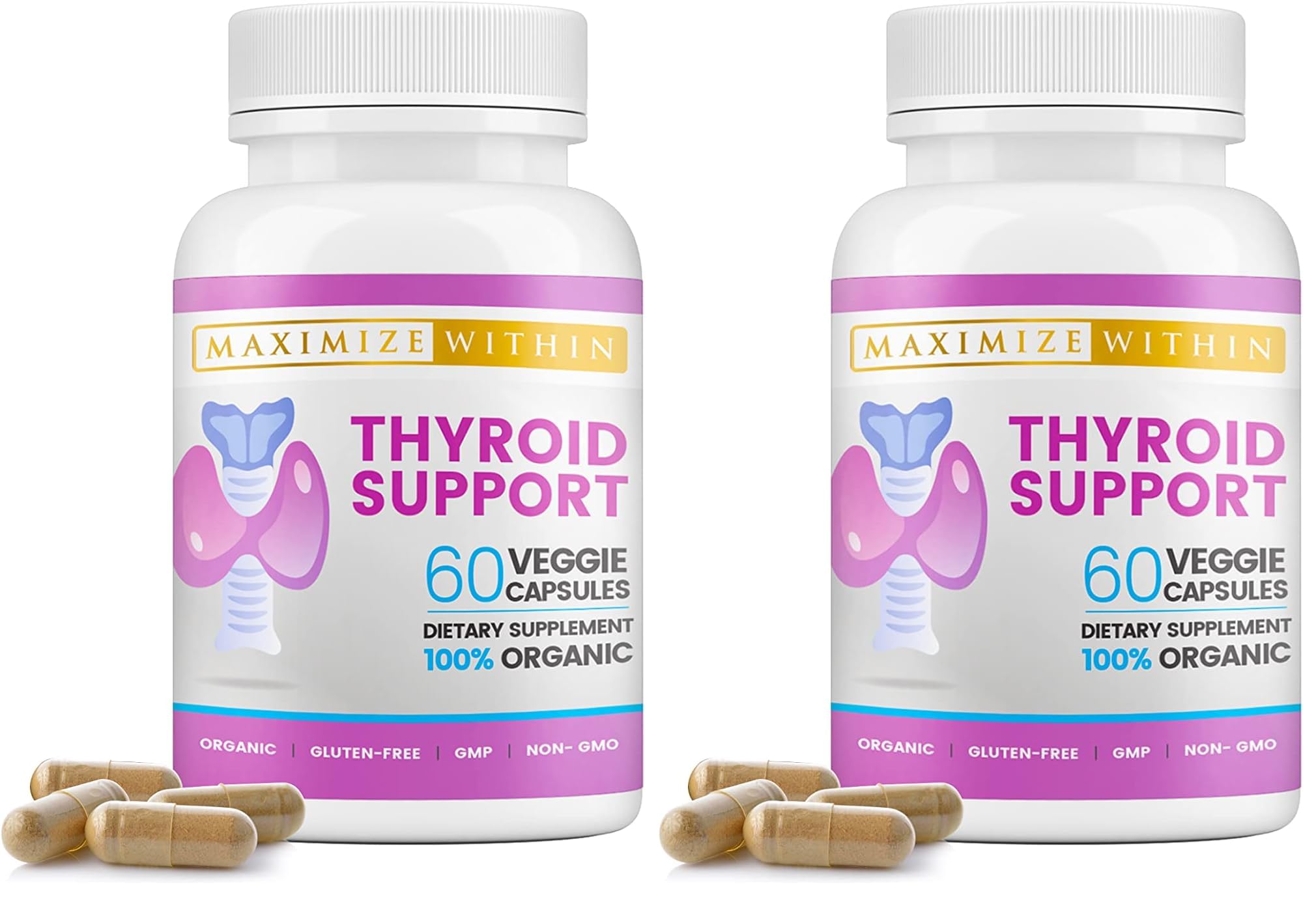 Maximize Within Thyroid Support for Women & Men | Focus, Clarity & Energy (60 Count, Pack of 2)