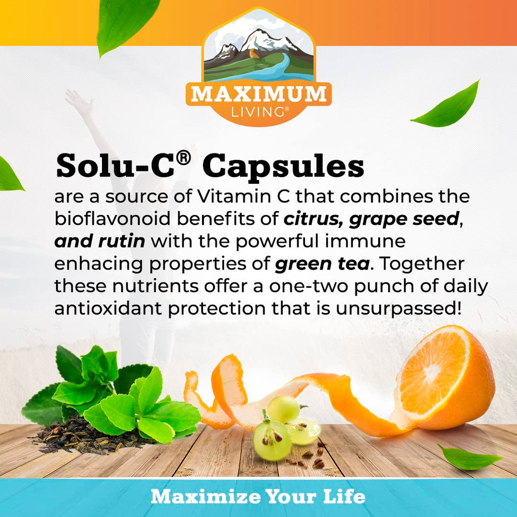 Maximum Living Solu-C with Green Tea, 120 Capsules (Pack of 2)