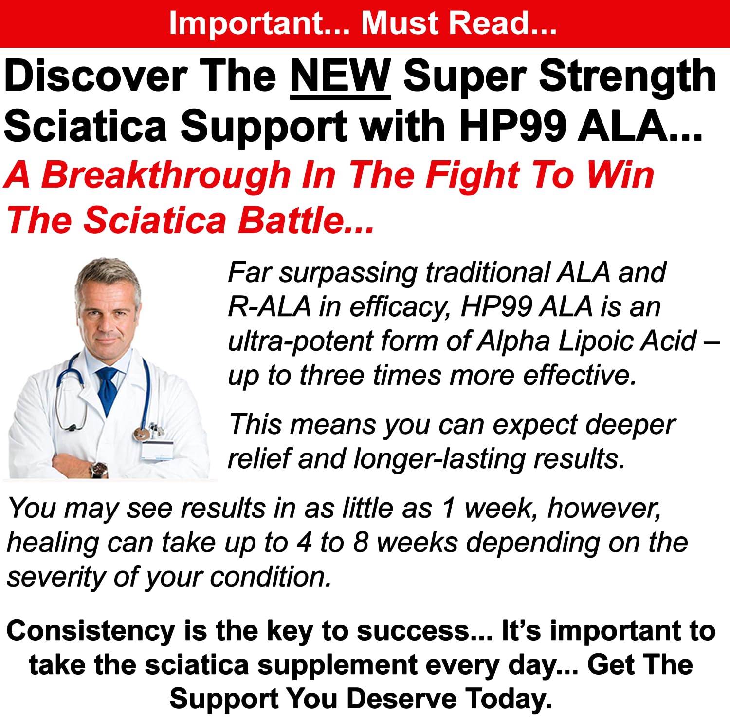 Sciatica Nerve Relief Supplement - 600 mg Alpha Lipoic Acid | Maximum Strength ALA Sciatic Support (120 Capsules)