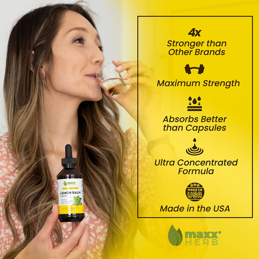 Maxx Herb Lemon Balm Extract – Max Strength Tincture (4 oz, 4 Bottles)