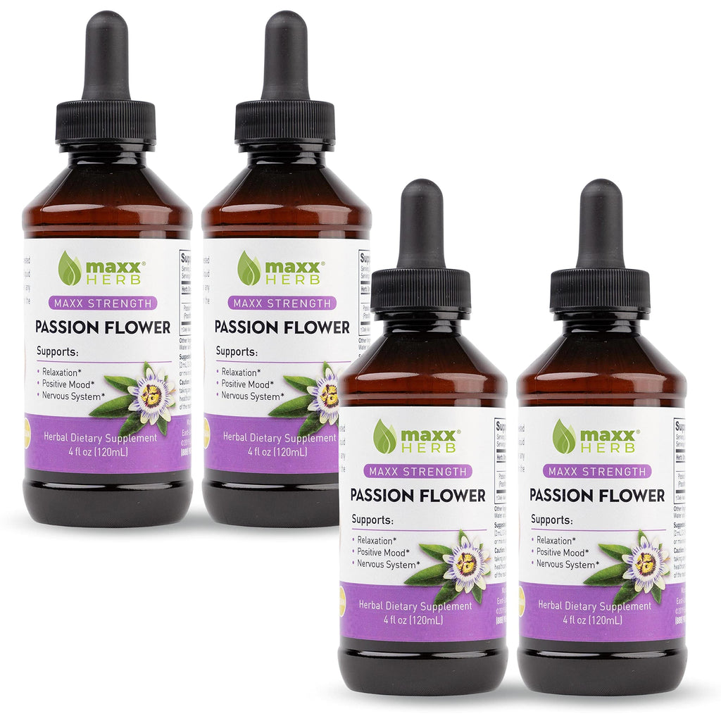 Maxx Herb Passion Flower Extract – Max Strength Liquid (Alcohol-Free) – 4 Bottles