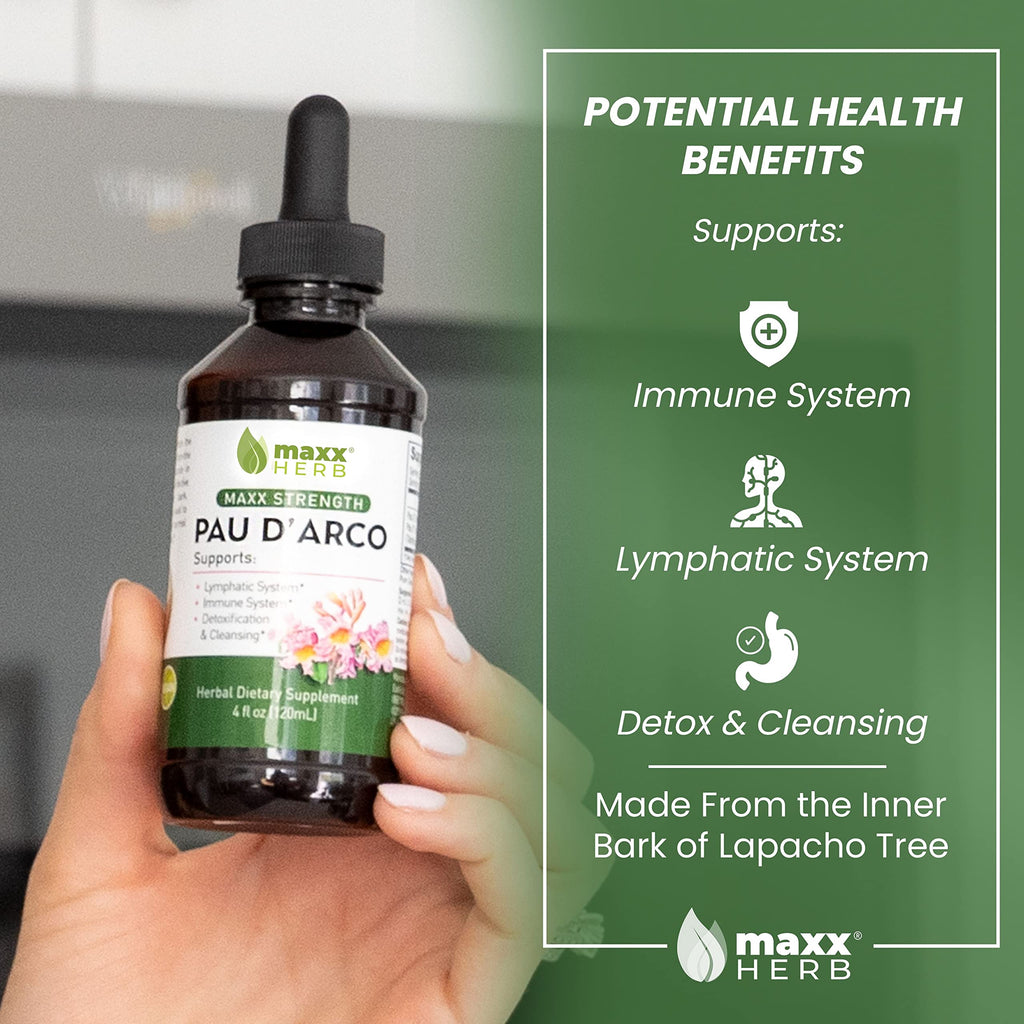 Maxx Herb PAU D'Arco Tincture - Max Strength PAU D'Arco Extract for Immune Support - 4 Oz Bottle