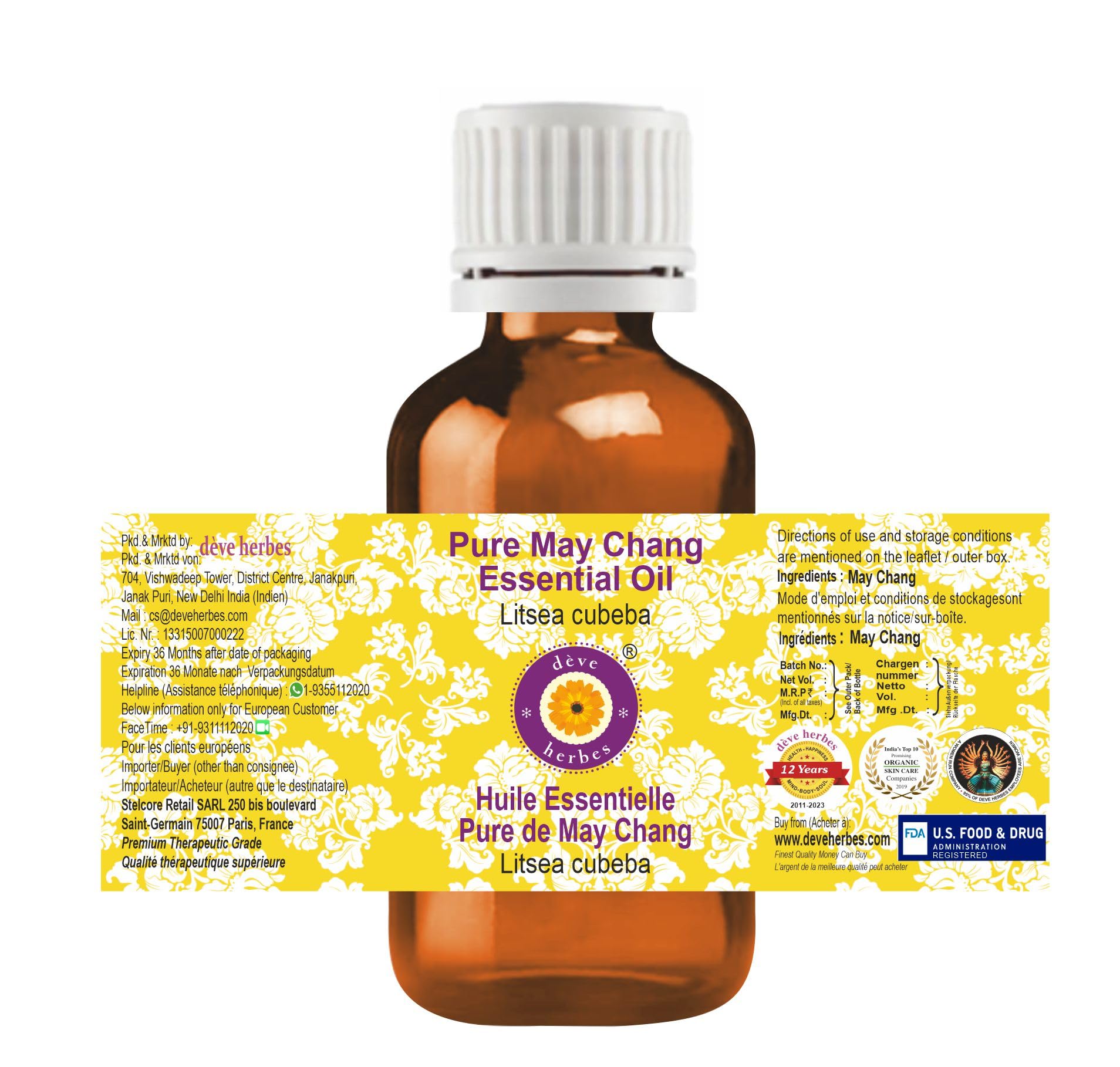 May Chang Essential Oil (Litsea cubeba) – Pure, Non-Greasy, 15ml | de herbes