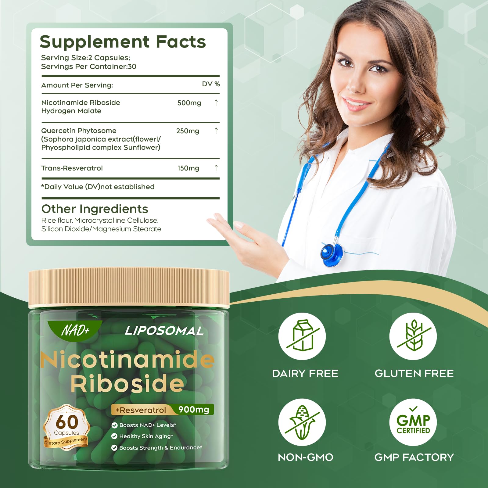 MayBeJiangWei NAD Liposomal NR 900mg - Anti-Aging, Energy & Focus