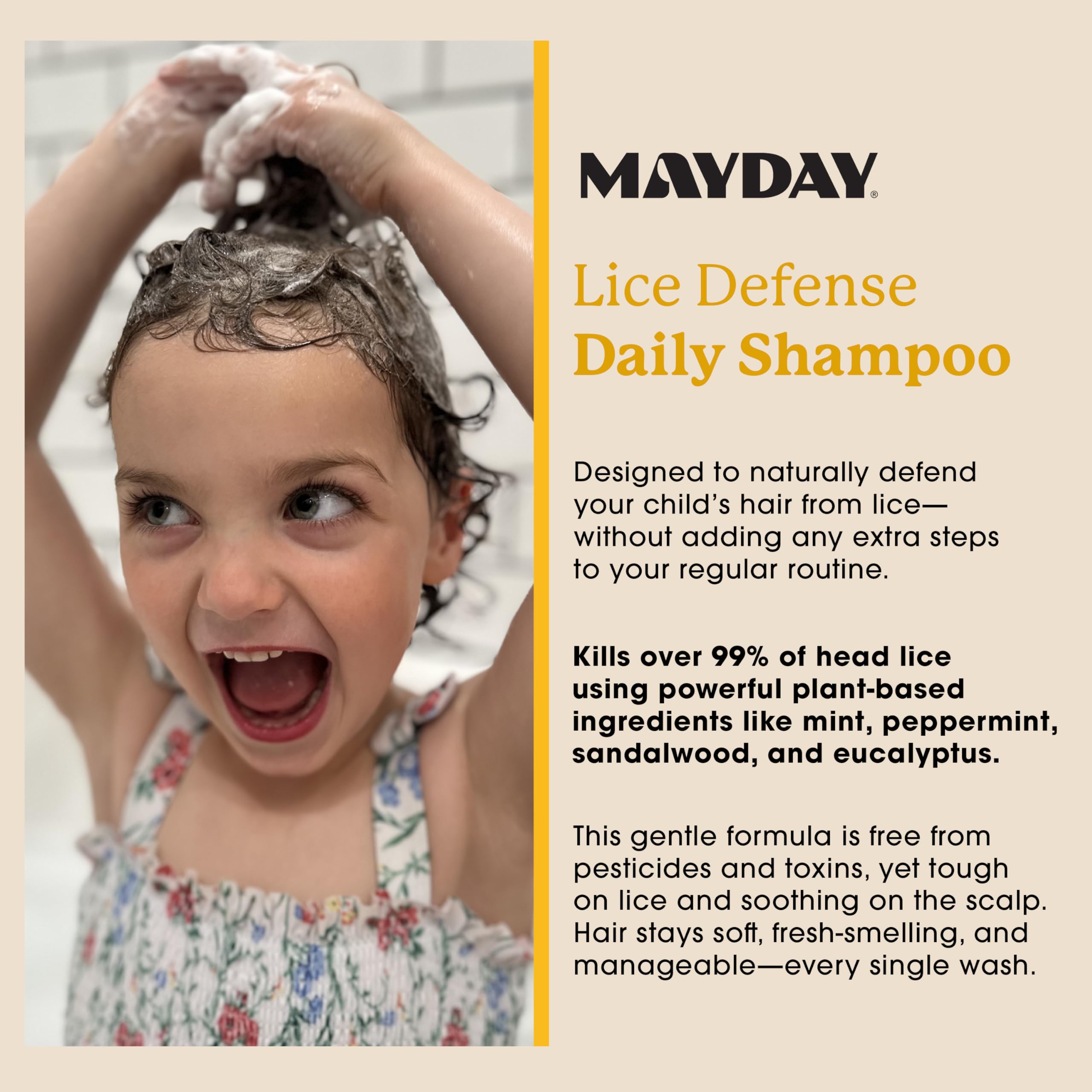 MAYDAY Daily Lice Routine Bundle – Non-Toxic 12oz Shampoo & 12oz Conditioner | Sandalwood & Mint