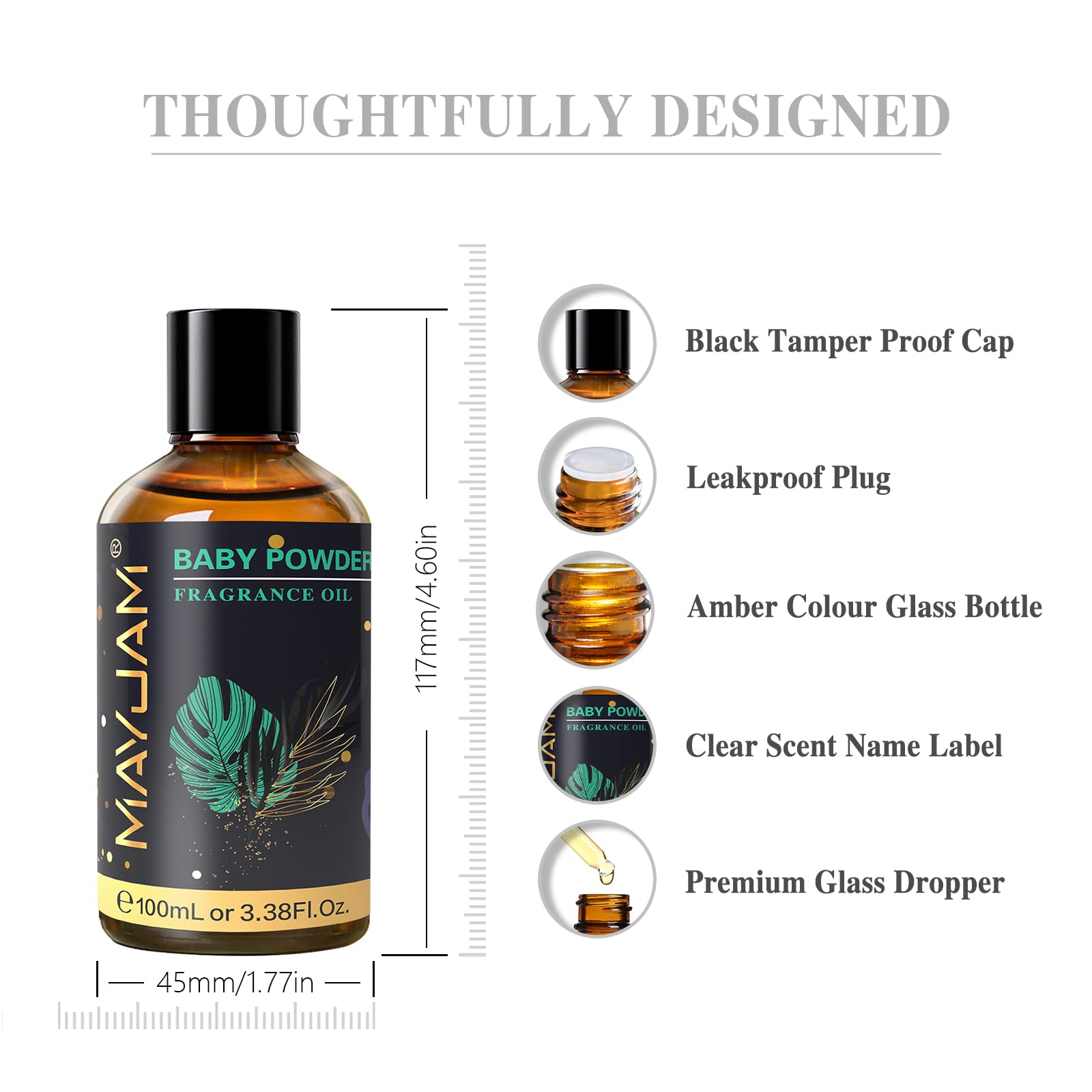 MAYJAM Baby Powder Fragrance Oil 100ml with Glass Dropper – Diffuser & DIY