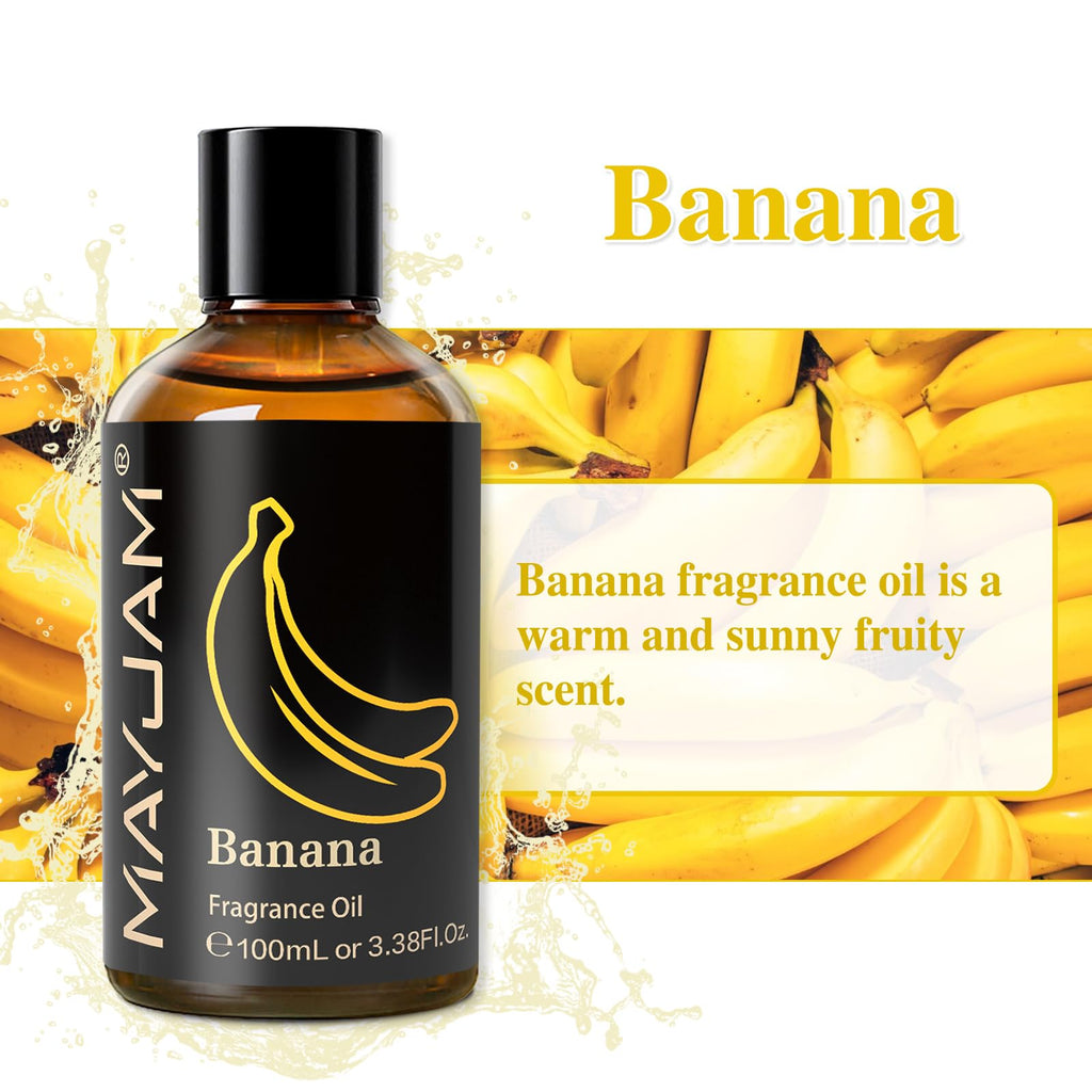 MAYJAM Banana Fragrance Oil 100ml with Glass Dropper – Diffusers, Soap & Candle Making