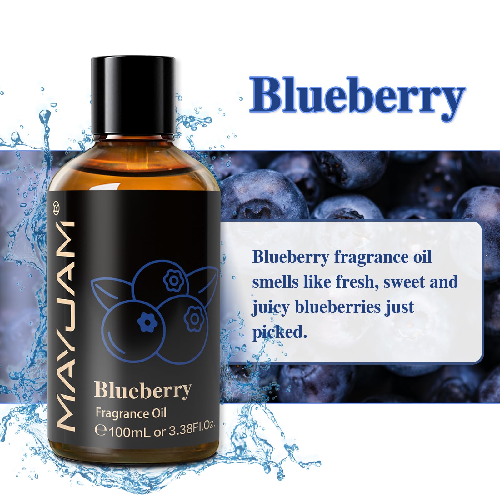 MAYJAM Blueberry Fragrance Oil 100ML | Glass Dropper | Diffuser, Soap & Candle Making