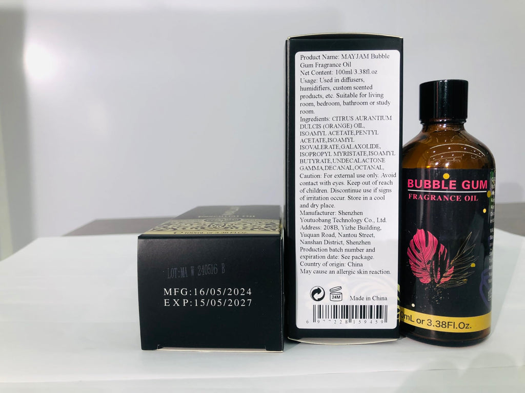 MAYJAM Bubble Gum Fragrance Oil 100ml | Glass Dropper for Diffusers, Soap & Candles
