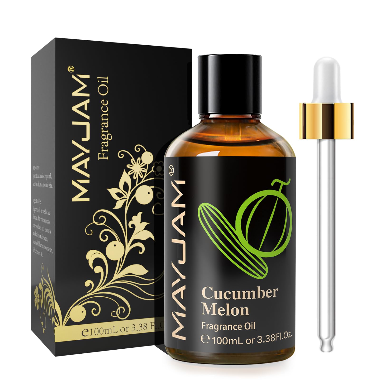 MAYJAM 100ML Cucumber Melon Fragrance Oil with Glass Dropper for Diffusers