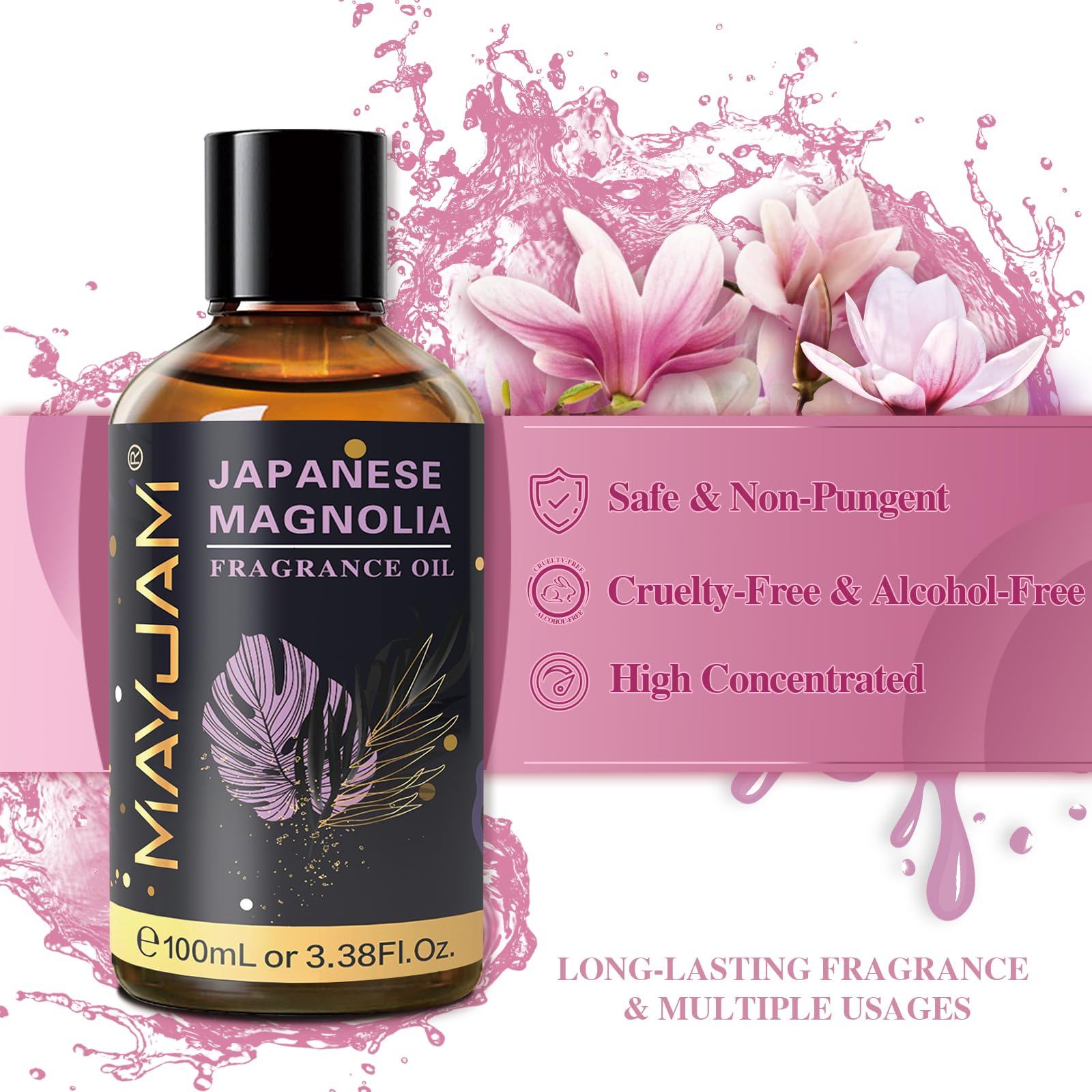 MAYJAM 100ML Japanese Magnolia Fragrance Oil with Glass Dropper – Diffuser & DIY Soap/Candle