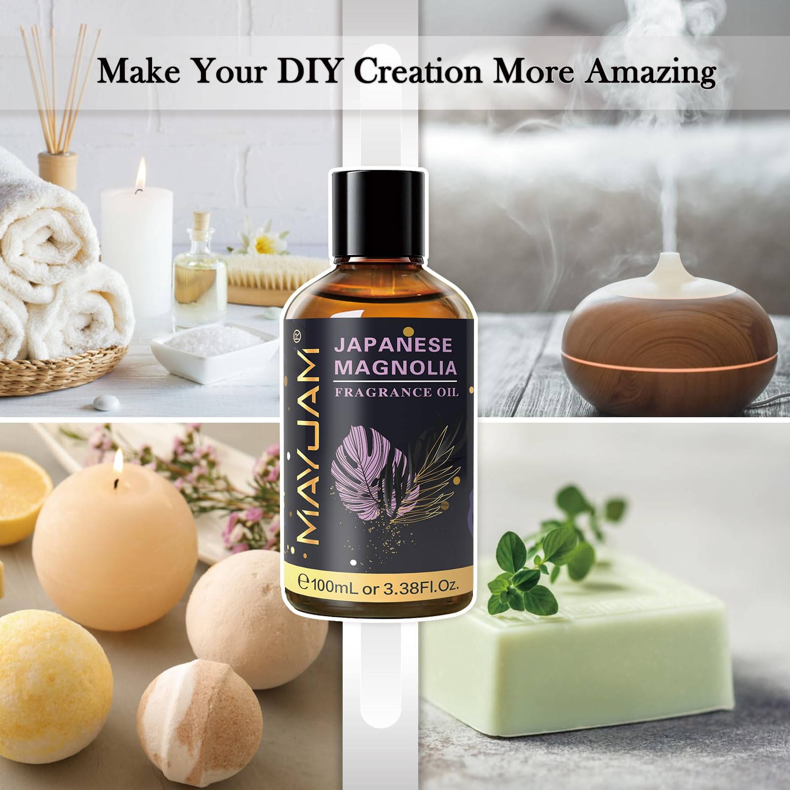 MAYJAM 100ML Japanese Magnolia Fragrance Oil with Glass Dropper – Diffuser & DIY Soap/Candle