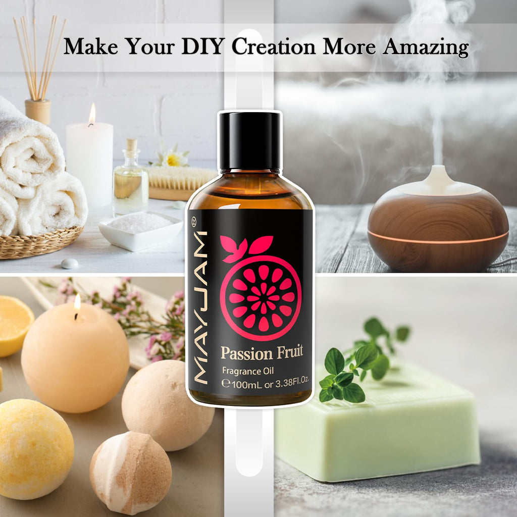 MAYJAM Passion Fruit Fragrance Oil 100ml - Amber Bottle, Diffusers & DIY