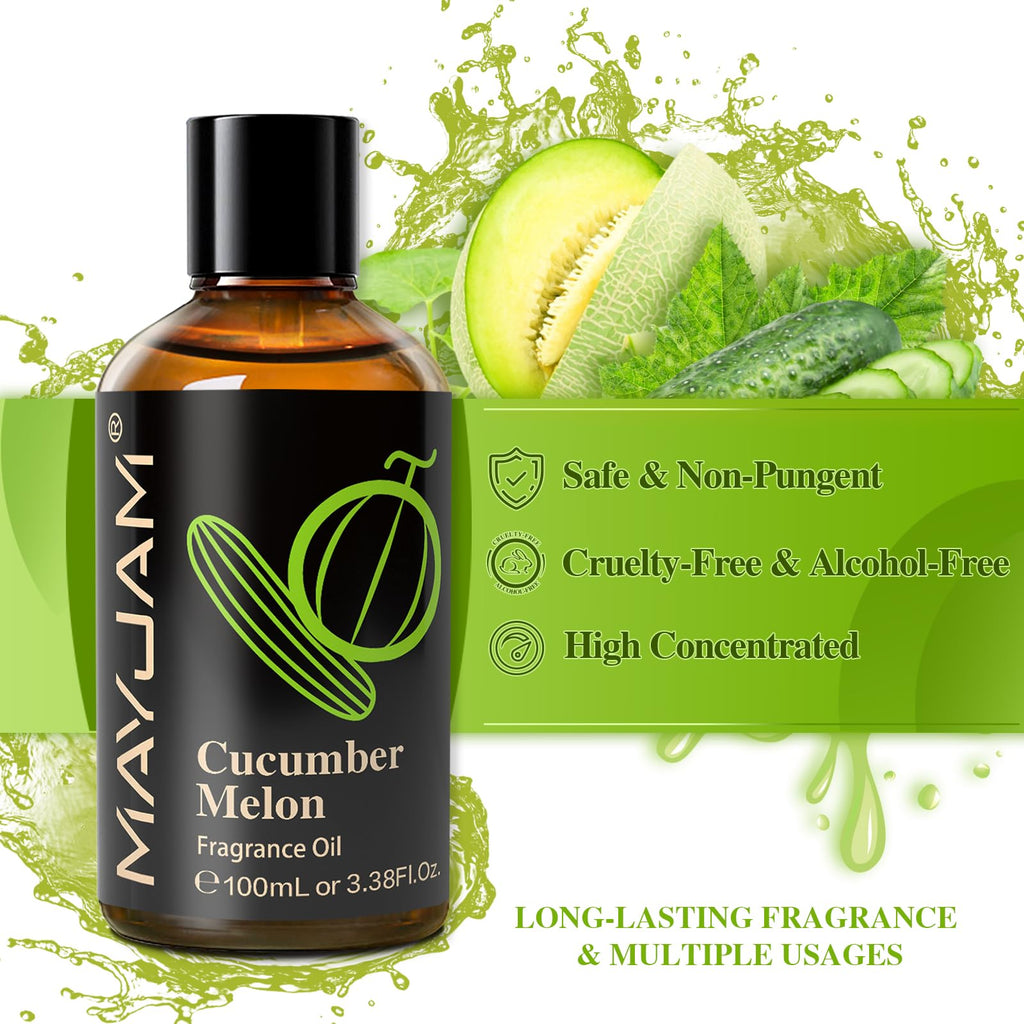 MAYJAM 100ML Cucumber Melon Fragrance Oil with Glass Dropper for Diffusers