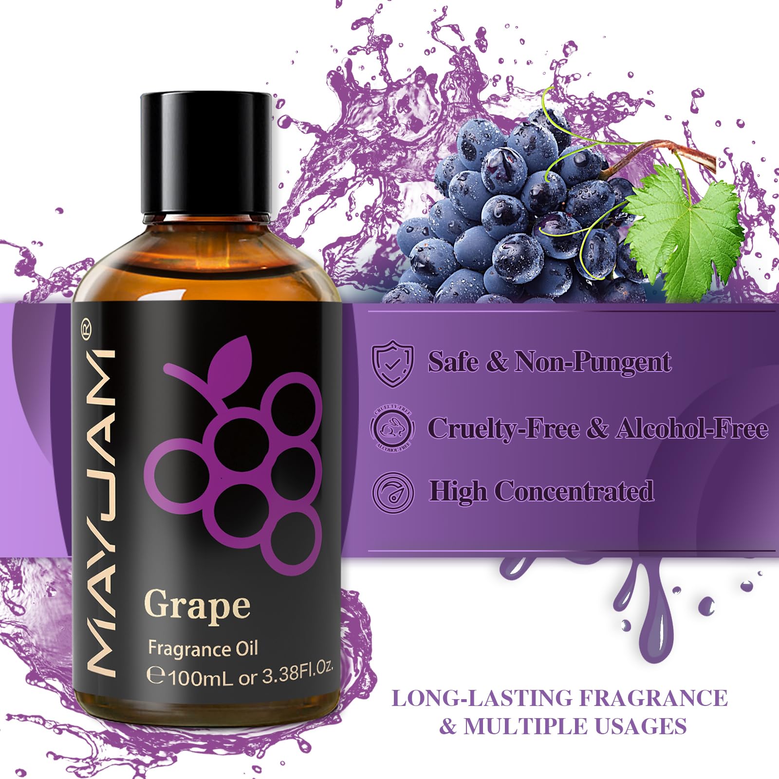 MAYJAM 100ML Grape Fragrance Oil with Glass Dropper – Diffusers & DIY