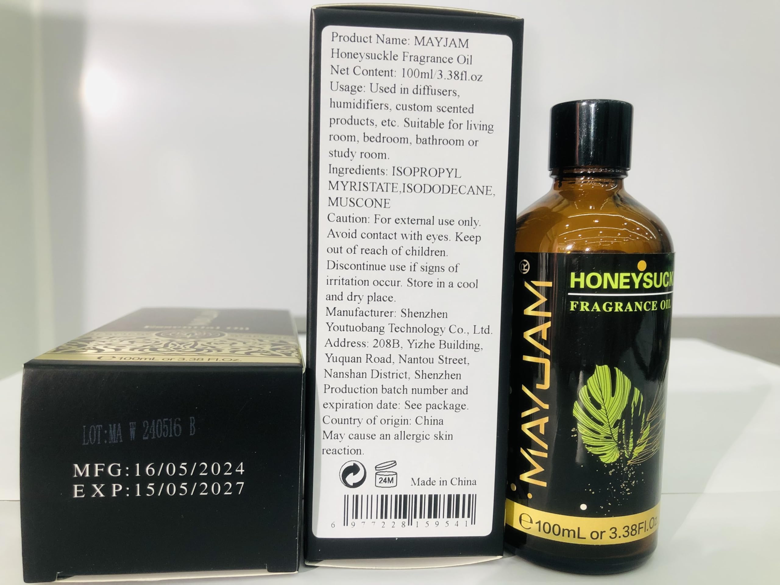 MAYJAM Honeysuckle Fragrance Oil 100ml | Glass Dropper, Diffusers, DIY Soap & Candle