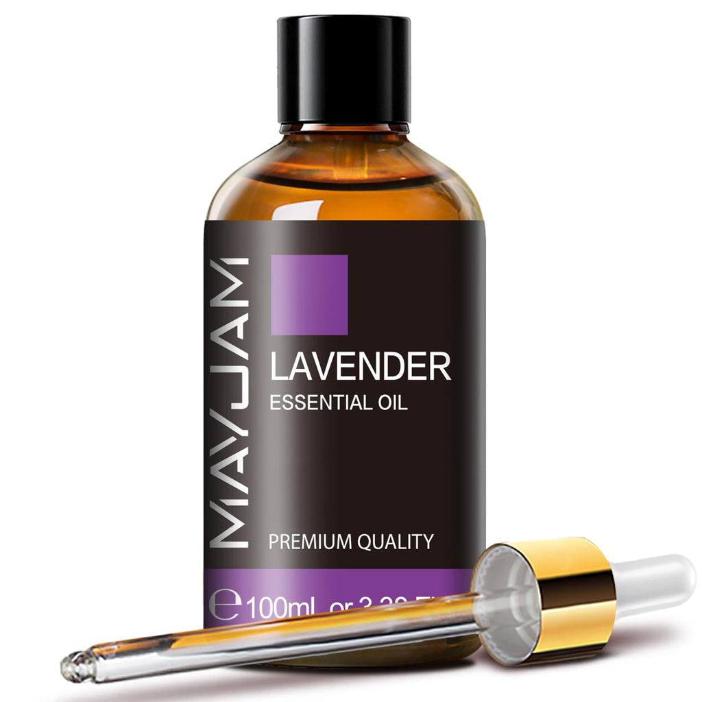 MAYJAM Lavender Essential Oil for Diffusers - 3.38 fl oz (100 ml) - Lavender Oil for Skin, Hair, Massage, Aromatherapy, Soap & Candle Making