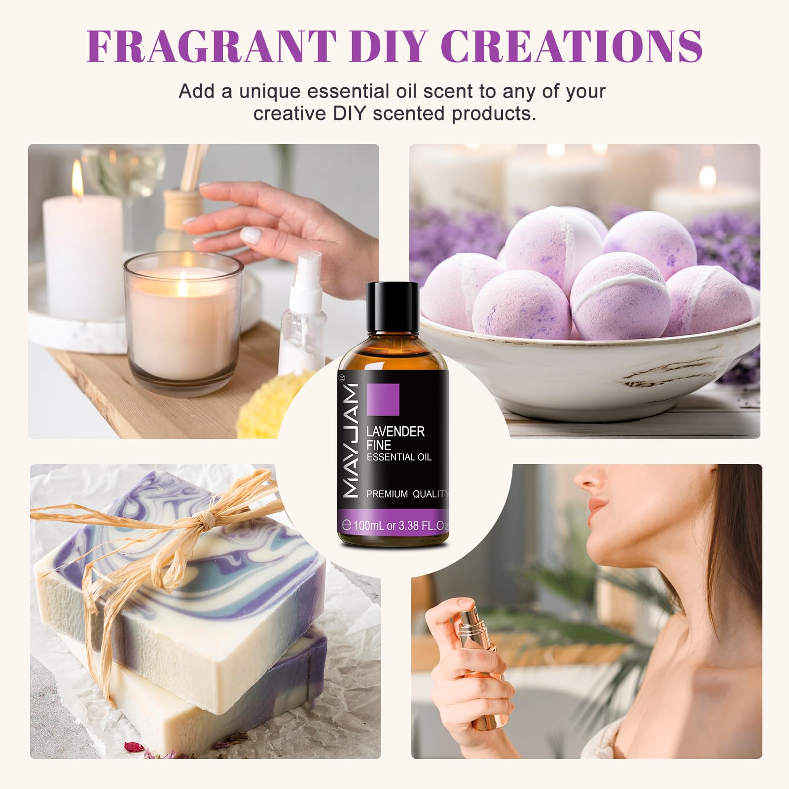 MAYJAM Lavender Fine Essential Oil 100ml | Diffuser, Massage, Skin & Hair Care
