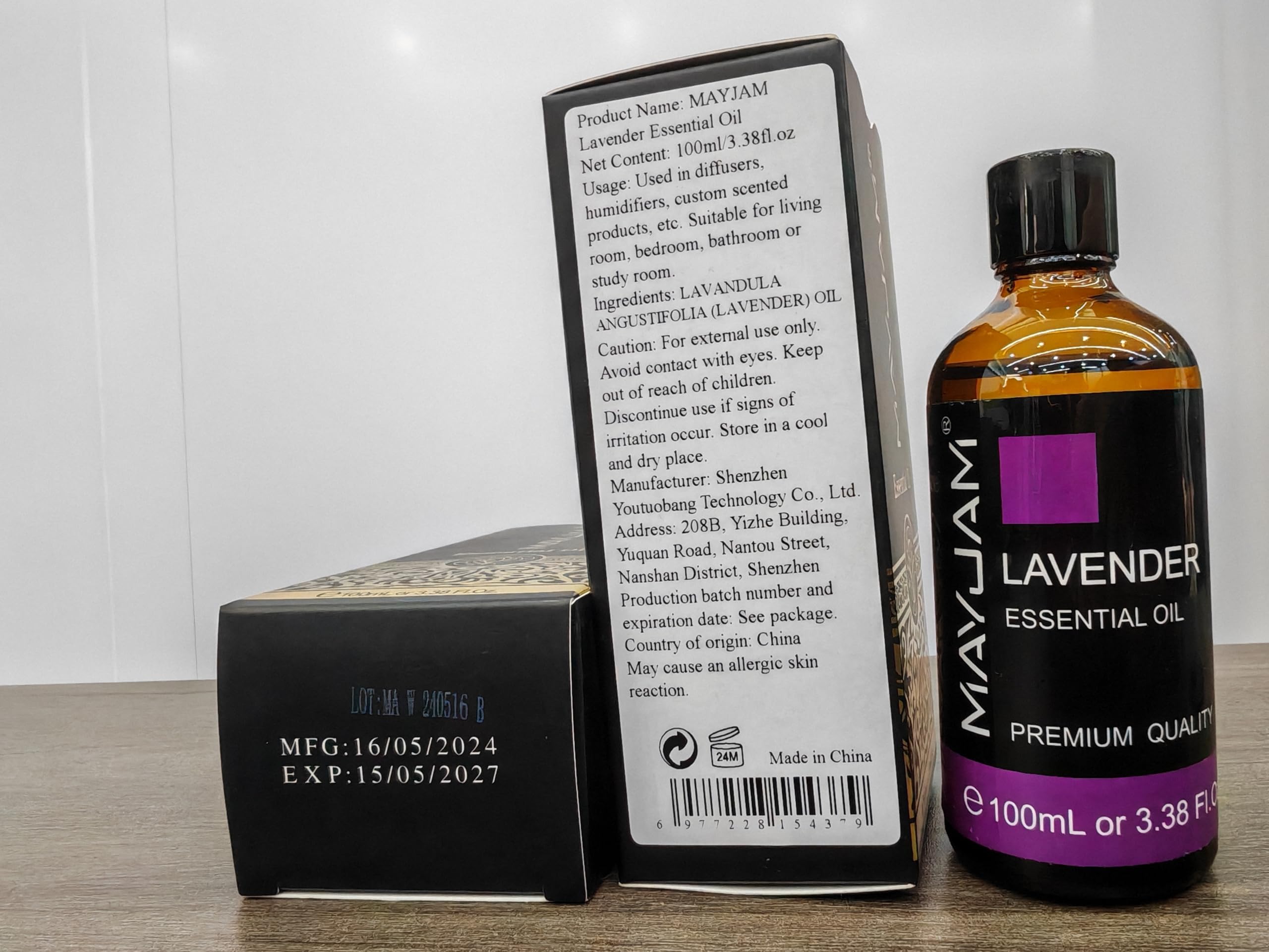 MAYJAM Lavender Essential Oil for Diffusers - 3.38 fl oz (100 ml) - Lavender Oil for Skin, Hair, Massage, Aromatherapy, Soap & Candle Making