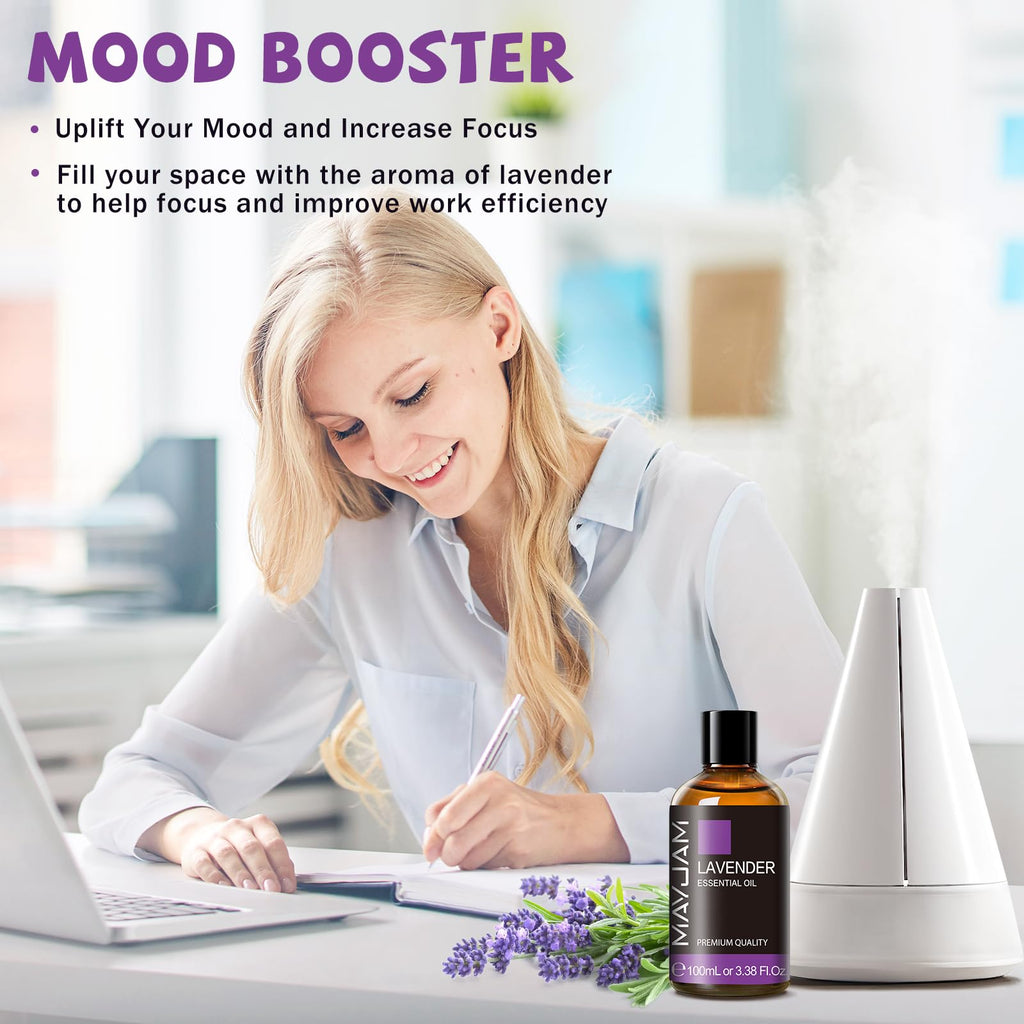 MAYJAM Lavender Essential Oil for Diffusers - 3.38 fl oz (100 ml) - Lavender Oil for Skin, Hair, Massage, Aromatherapy, Soap & Candle Making