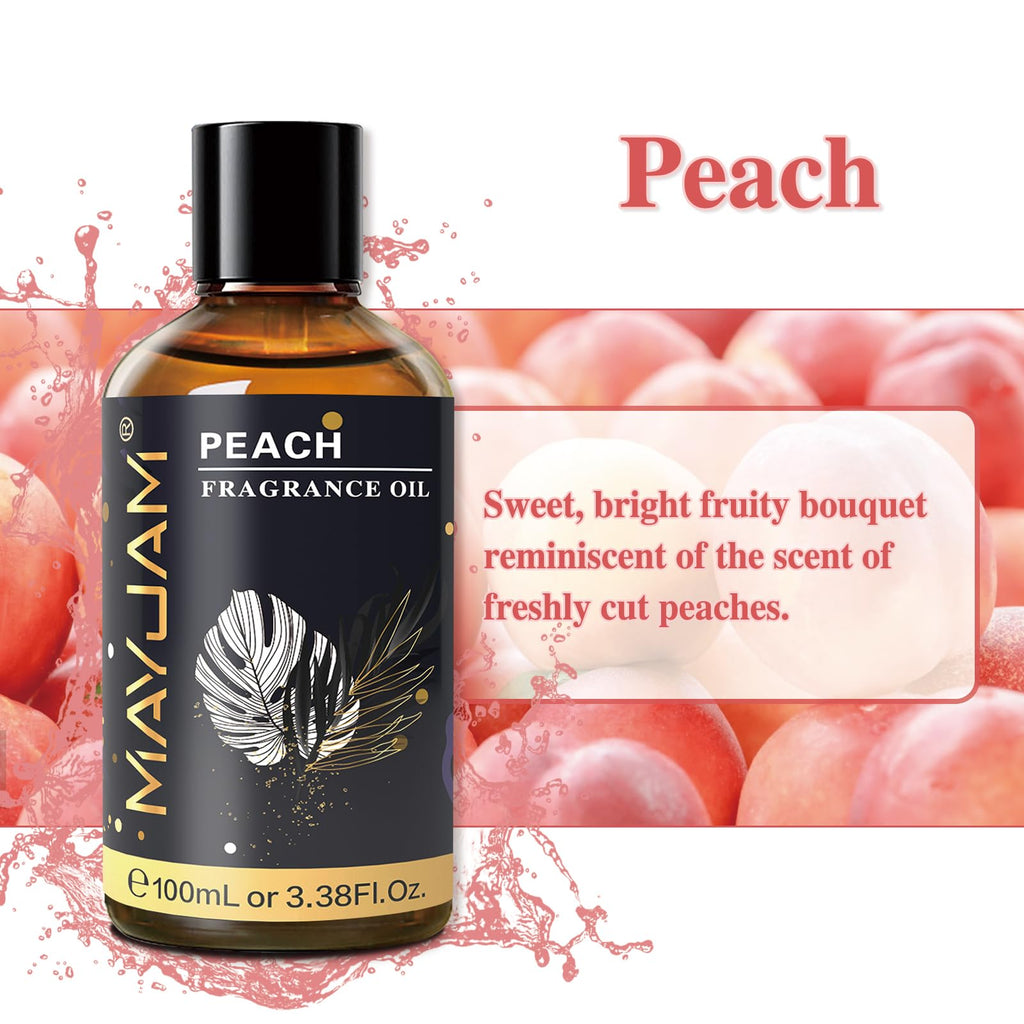 MAYJAM Peach Fragrance Oil 100ml with Glass Dropper - Diffuser & DIY Use