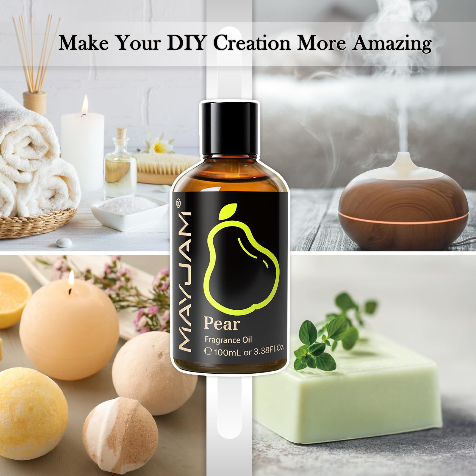 MAYJAM Pear Fragrance Oil 100ml – Diffuser & DIY Soap, Candle Making