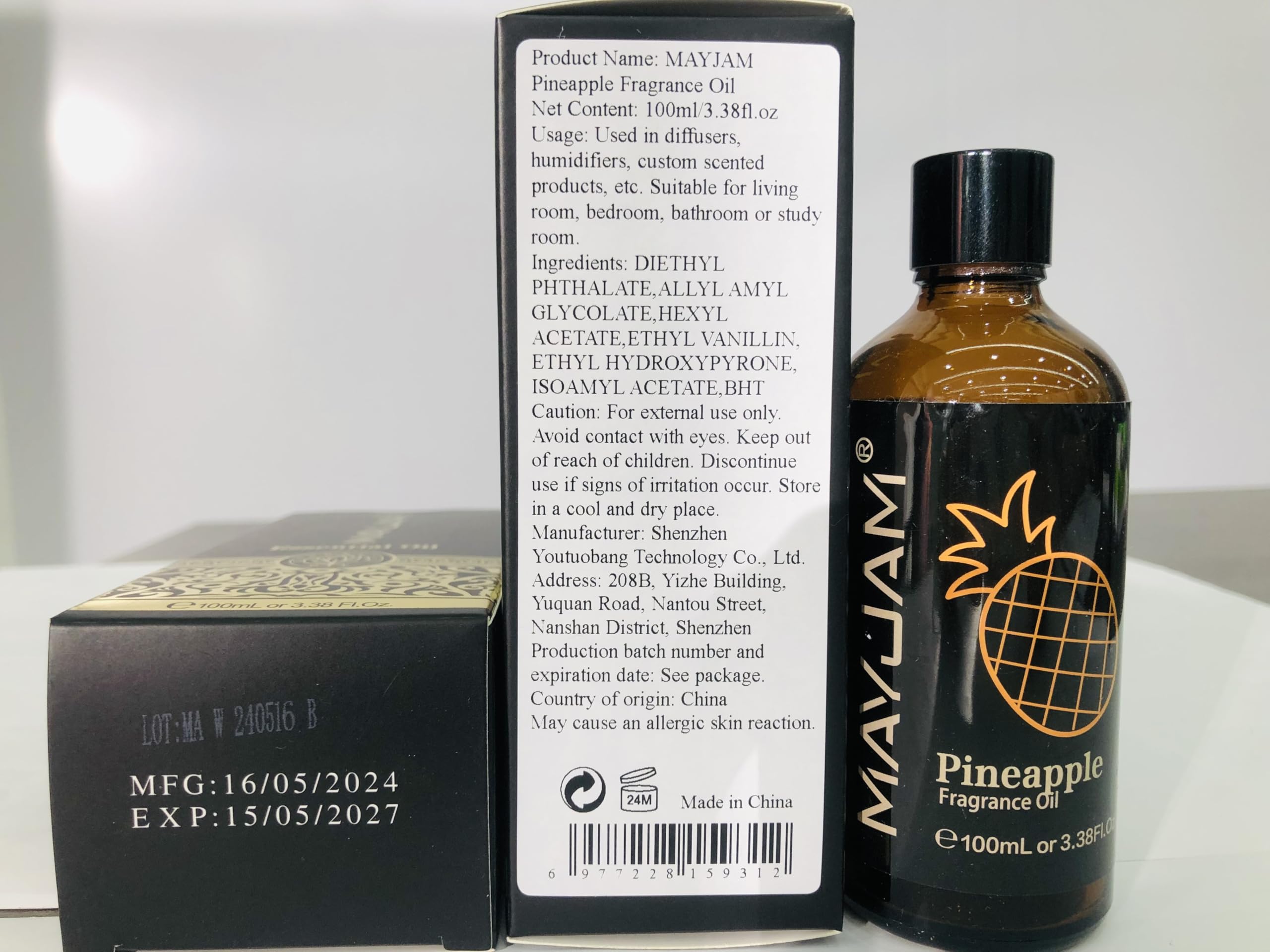 MAYJAM Pineapple Fragrance Oil 100ml – Diffuser & DIY Gift