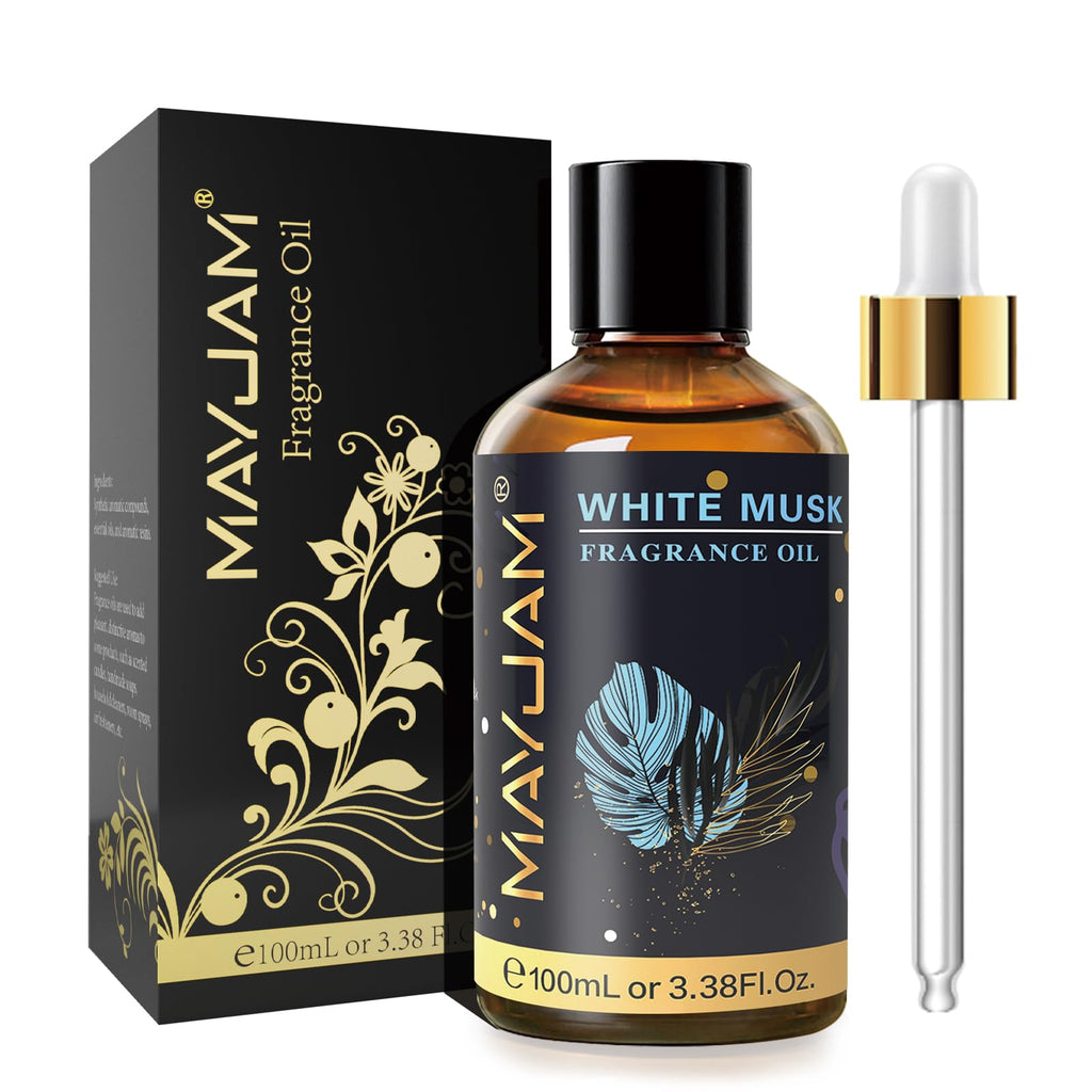 MAYJAM 100ML White Musk Fragrance Oils with Glass Dropper – Diffusers, Soap & Candle Making