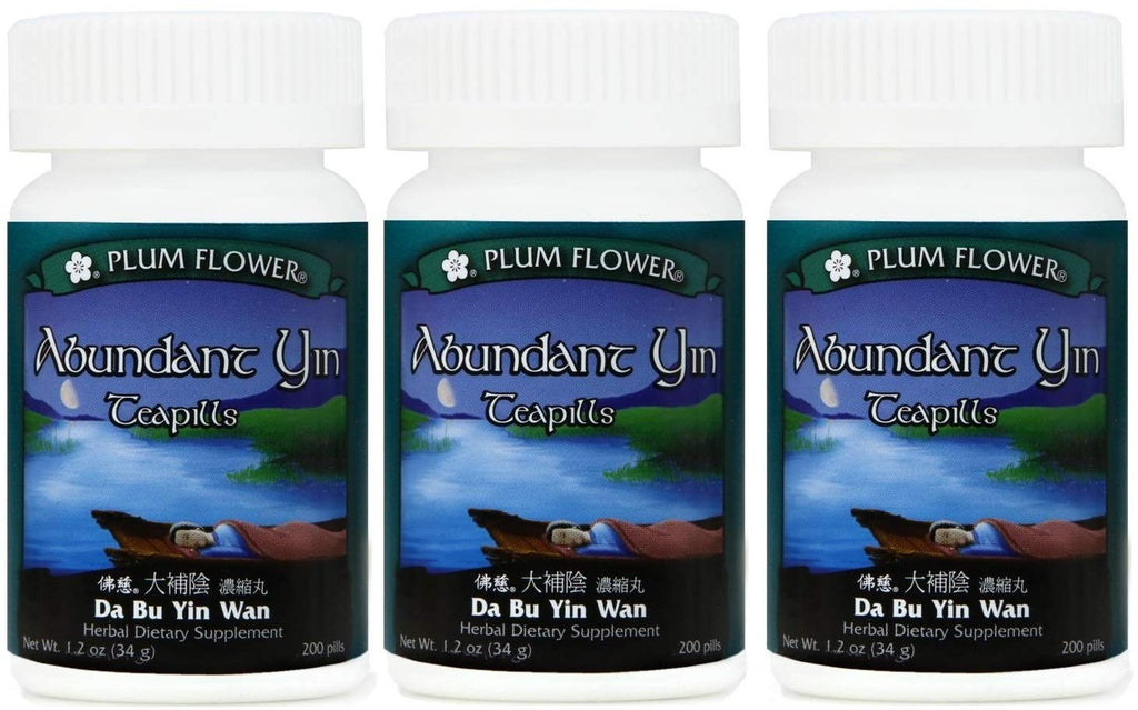 Mayway Abundant Yin Teapills Da Bu Yin Wan 200 Pills per Bottle – Plum Flower (3-Pack)