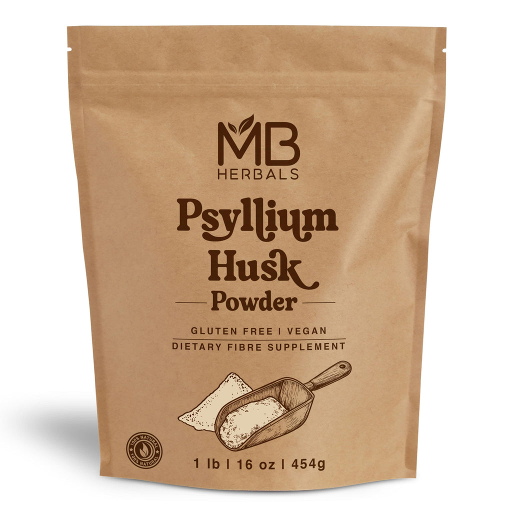 MB Herbals Psyllium Husk Powder 1 lb – Gluten Free, Vegan, Non-GMO | Keto-Friendly Fine Powder for Baking & Smoothies