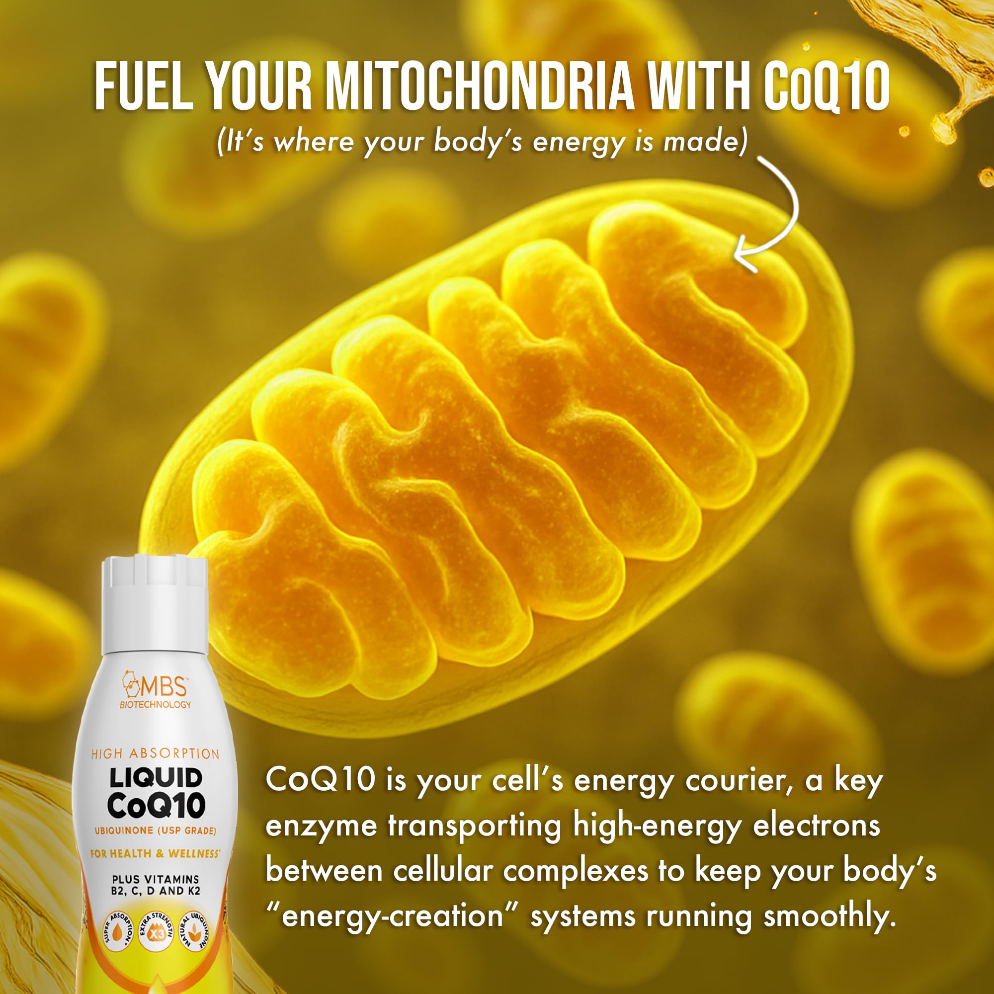 MBS Biotechnology Liquid CoQ10 120mg – 35 Servings, Superior Absorption