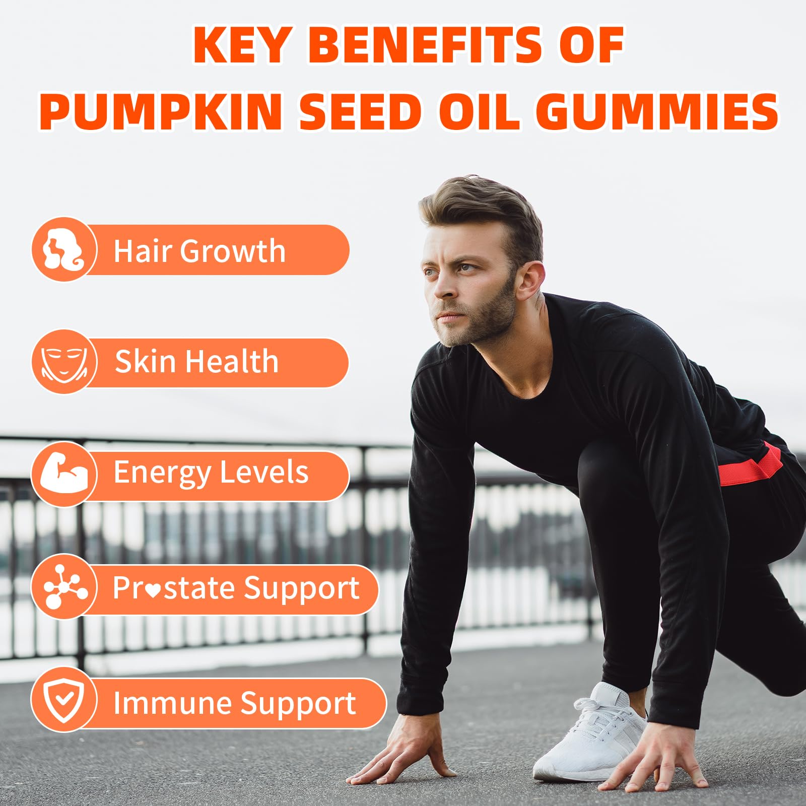 Mchokuu Pumpkin Seed Oil Gummies with Saw Palmetto – Hair & Skin Health, Strawberry, 60ct