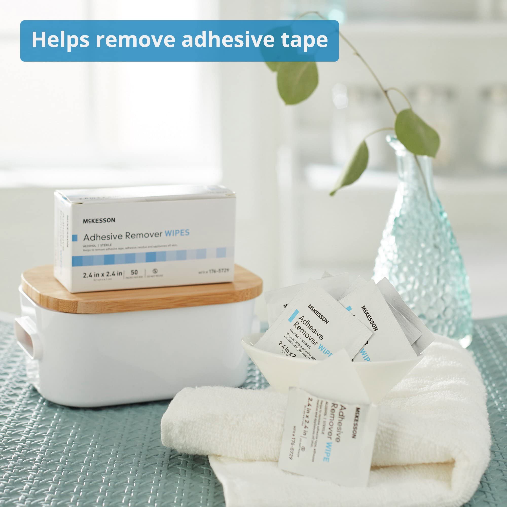 McKesson Adhesive Remover Wipes, Sterile – 50 Wipes in Individual Packets