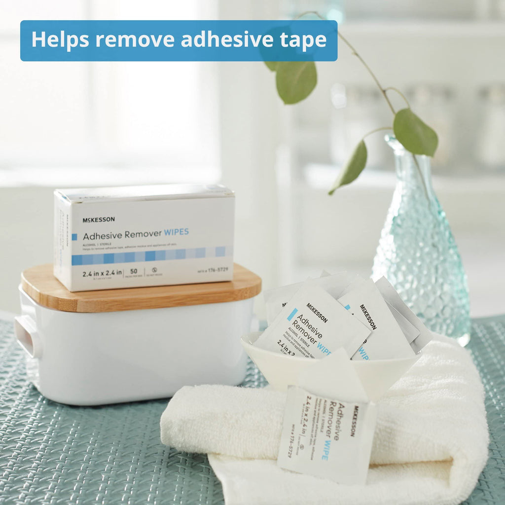 McKesson Adhesive Remover Wipes, Sterile – 50 Wipes in Individual Packets