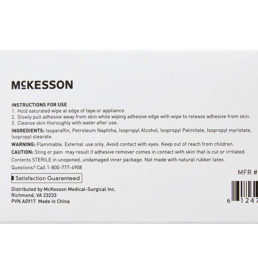 McKesson Adhesive Remover Wipes, Sterile – 50 Wipes in Individual Packets