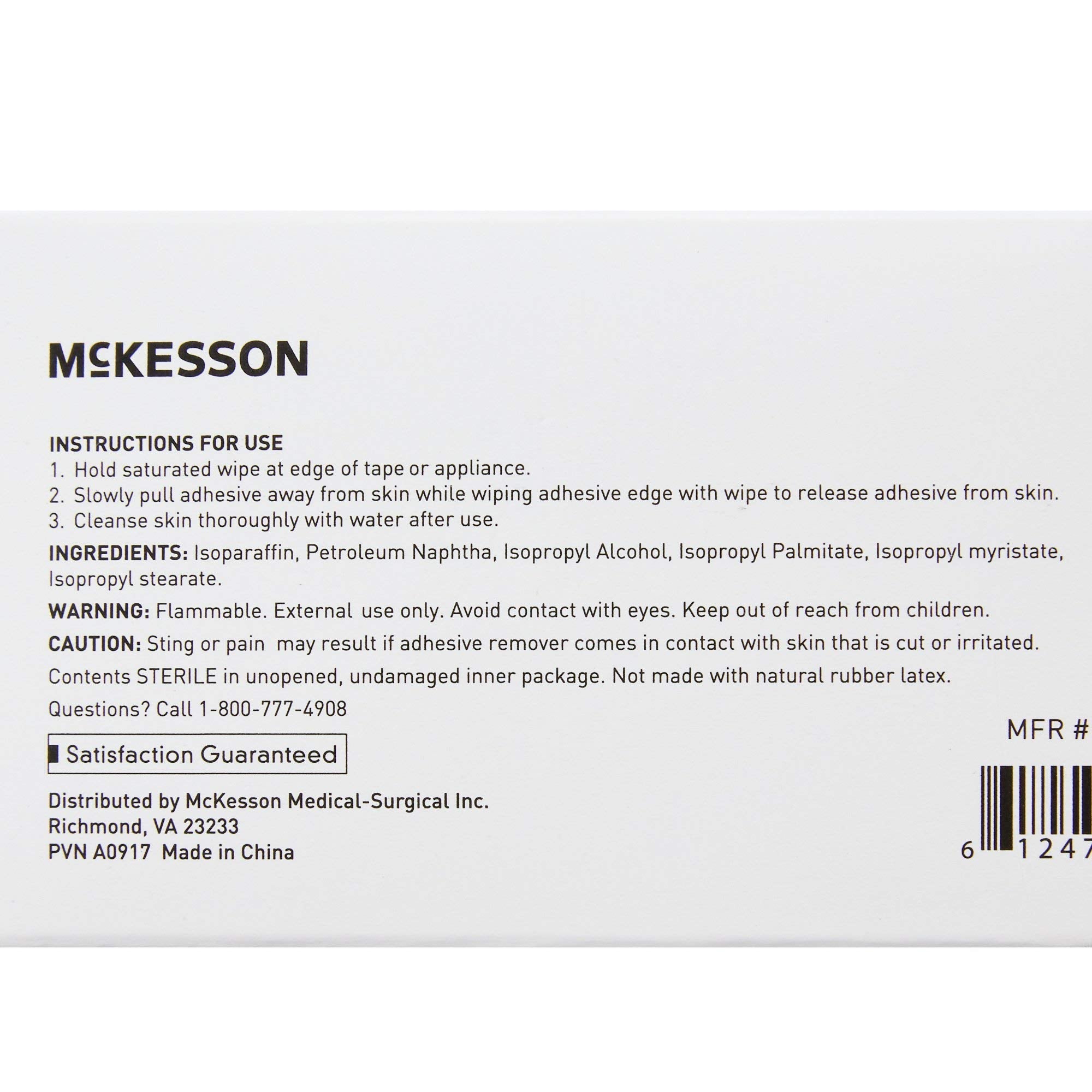 McKesson Adhesive Remover Wipes, Sterile – 50 Wipes in Individual Packets
