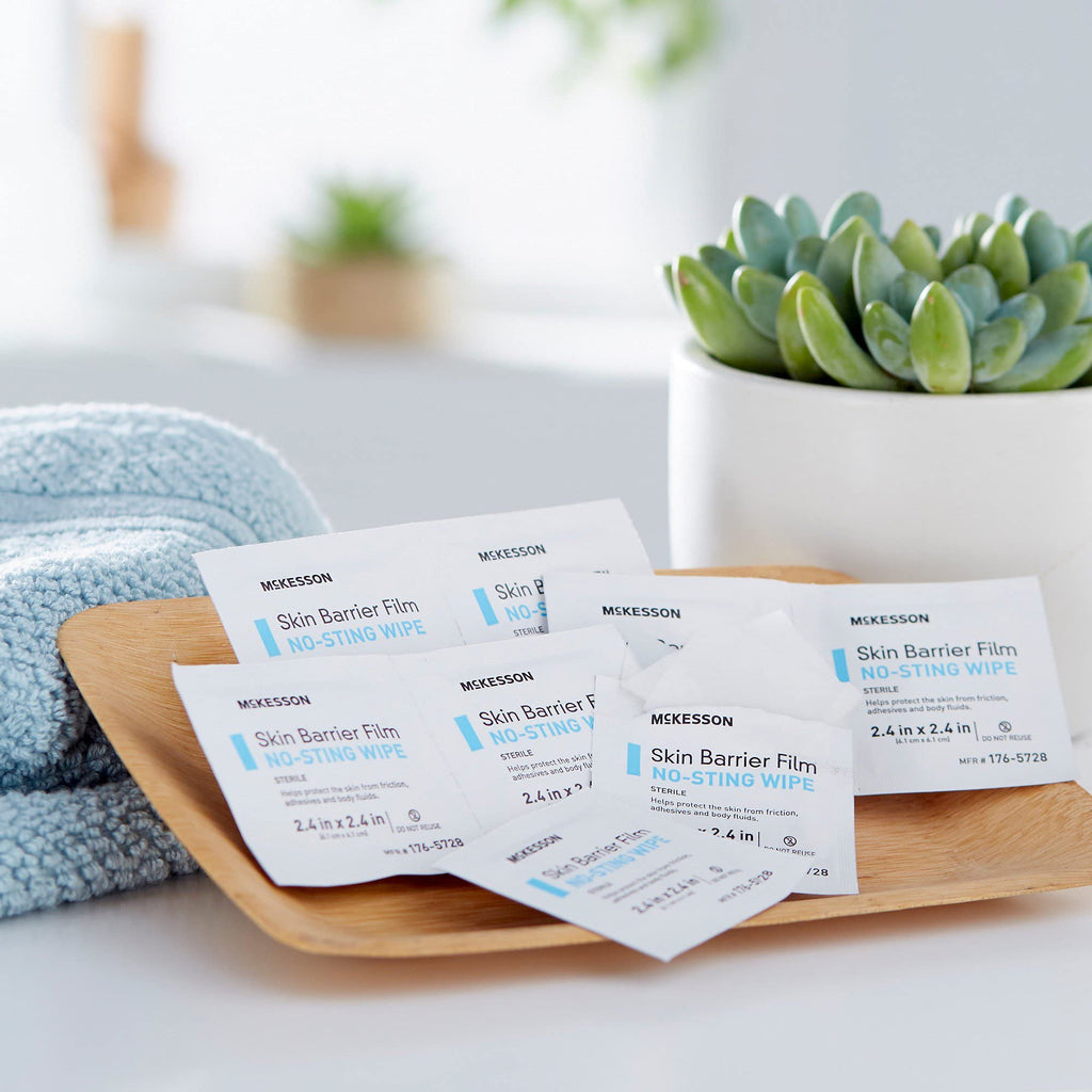 McKesson Skin Barrier Film Wipes – Sterile, No-Sting, Individual Pack, 25 Wipes