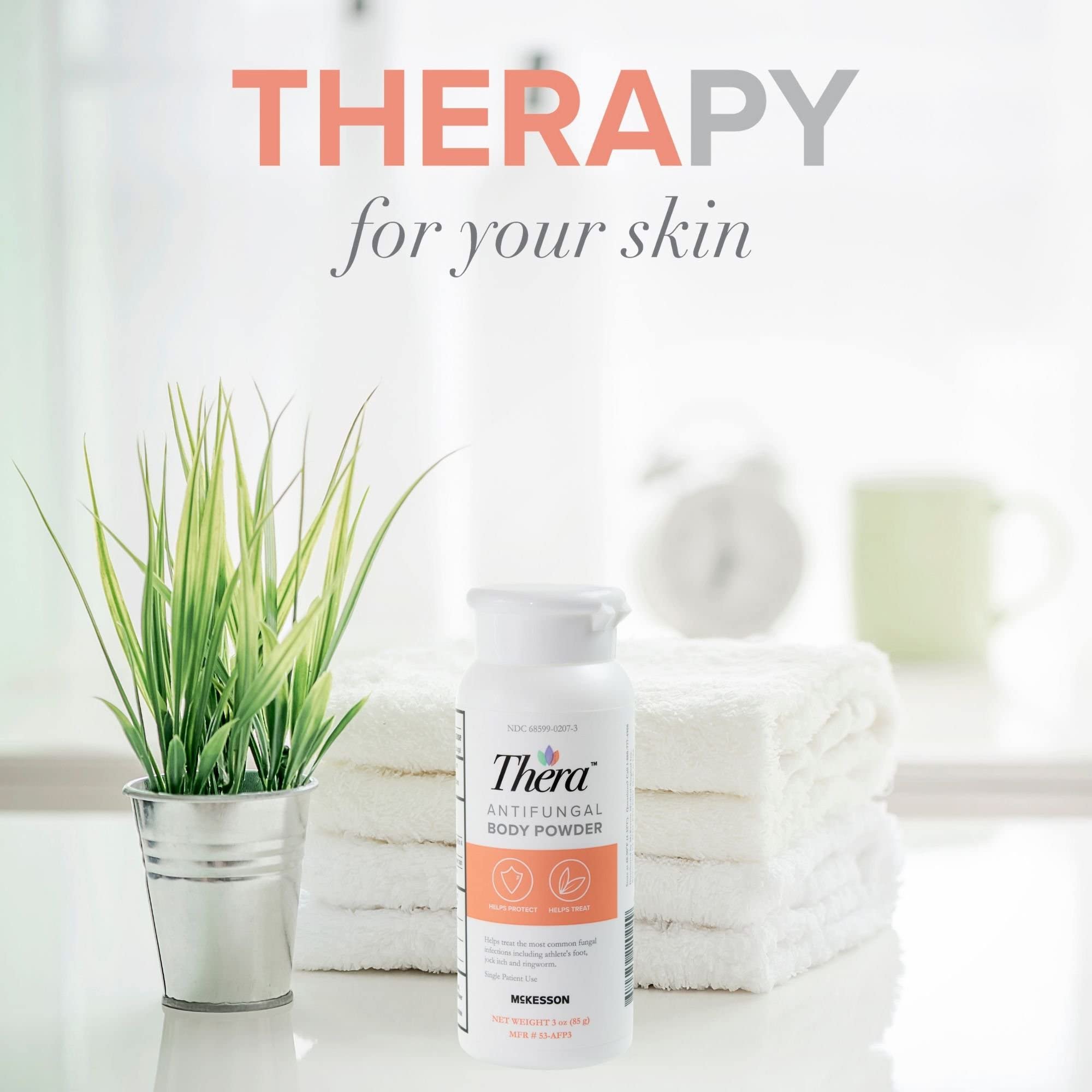 McKesson Thera Antifungal Body Powder 2% - Relief for Athlete's Foot, Jock Itch, Ringworm | 3 oz